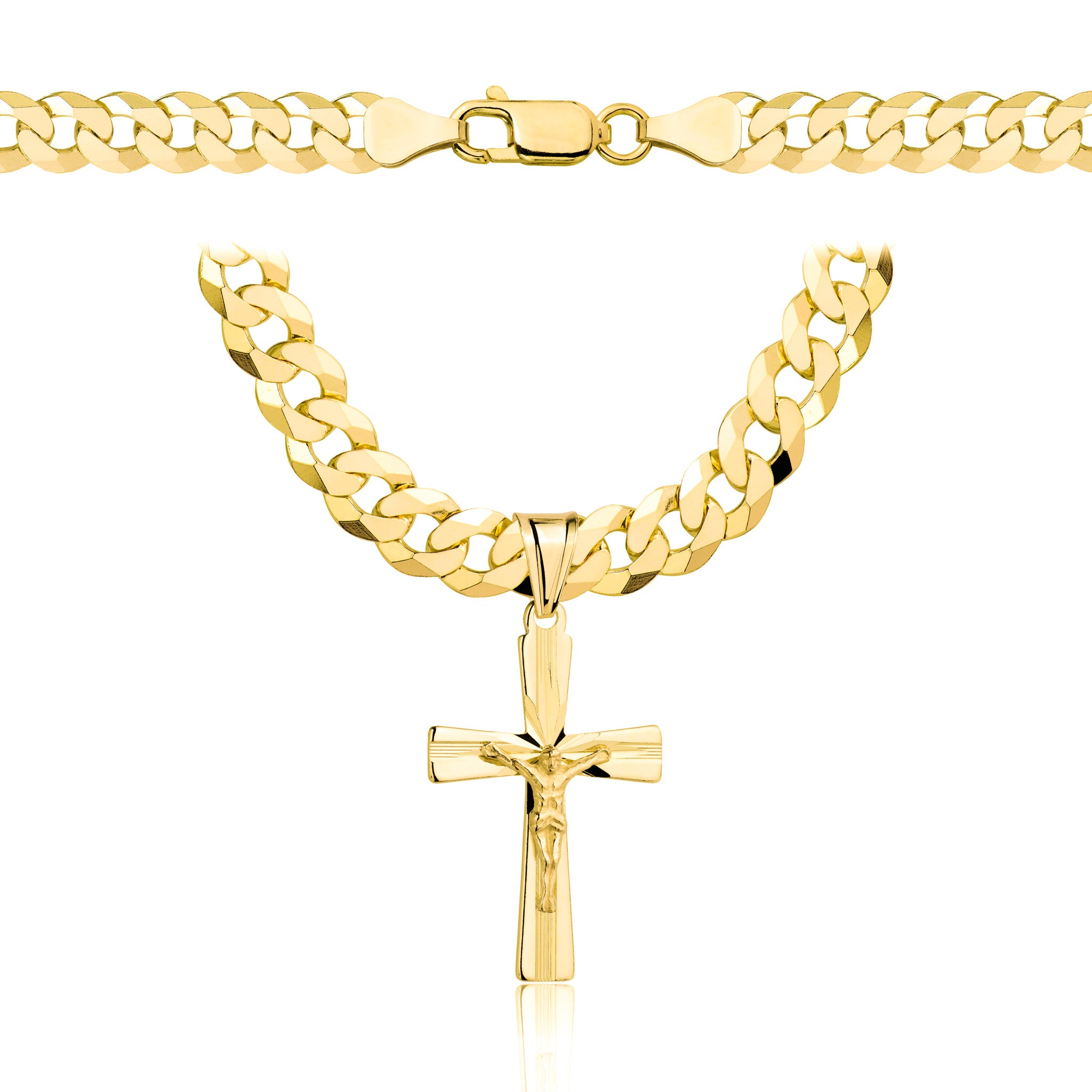 Łańcuszek pozłacany srebrny z krzyżykiem pancerka 6,5mm pr. 925