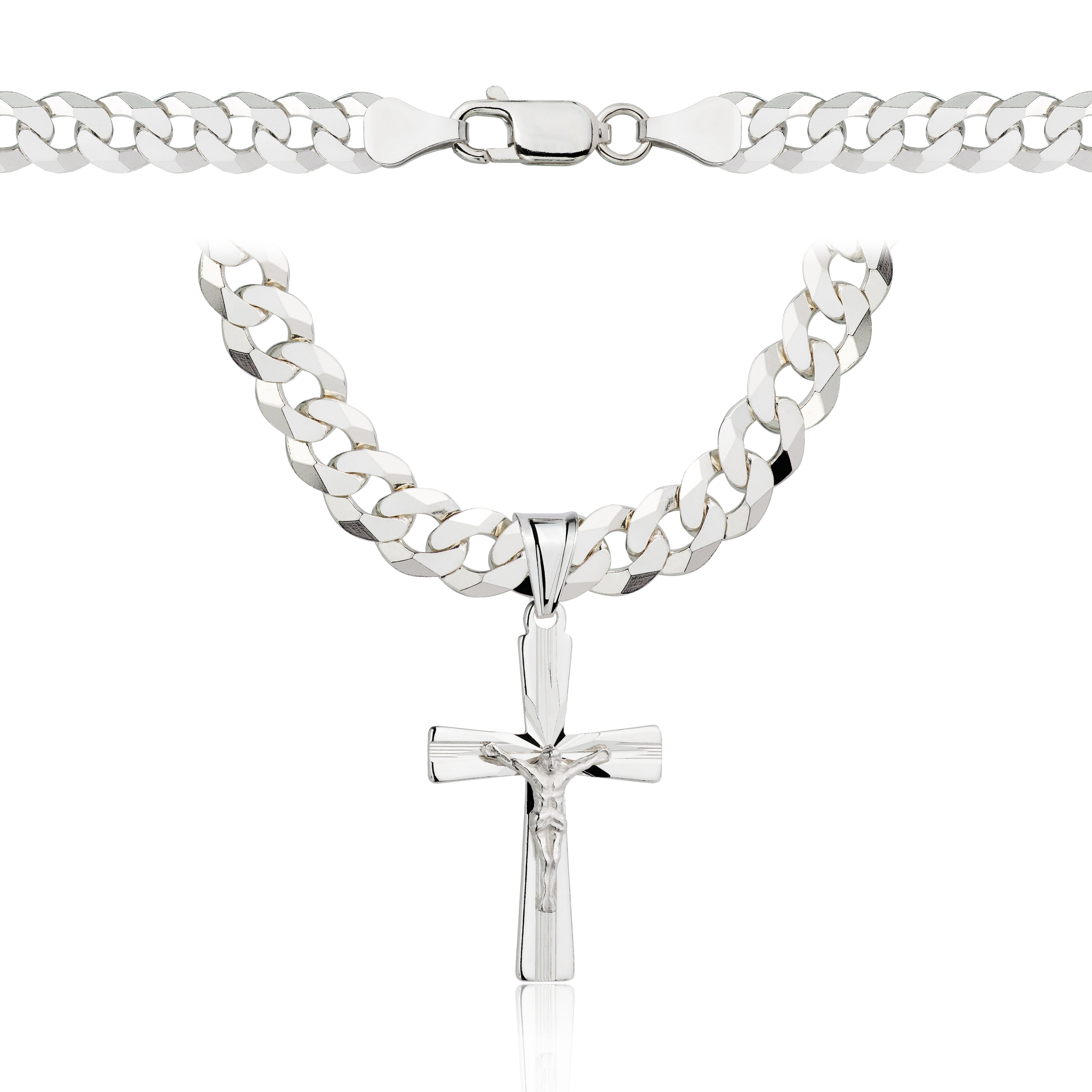 Łańcuszek srebrny z krzyżykiem pancerka 6,5mm pr. 925