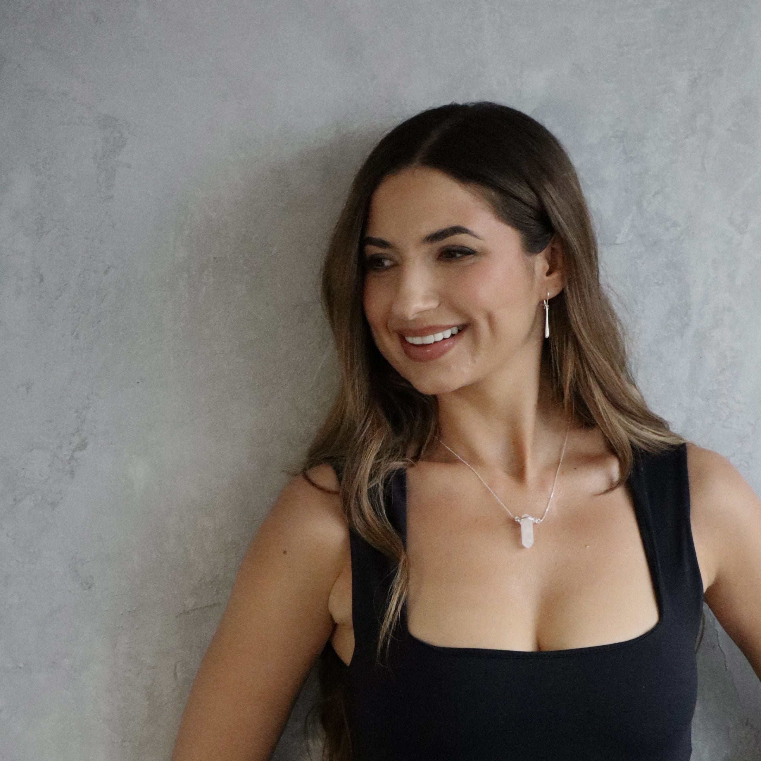 NASZYJNIK SREBRNY SOPEL BIAŁY KWARC