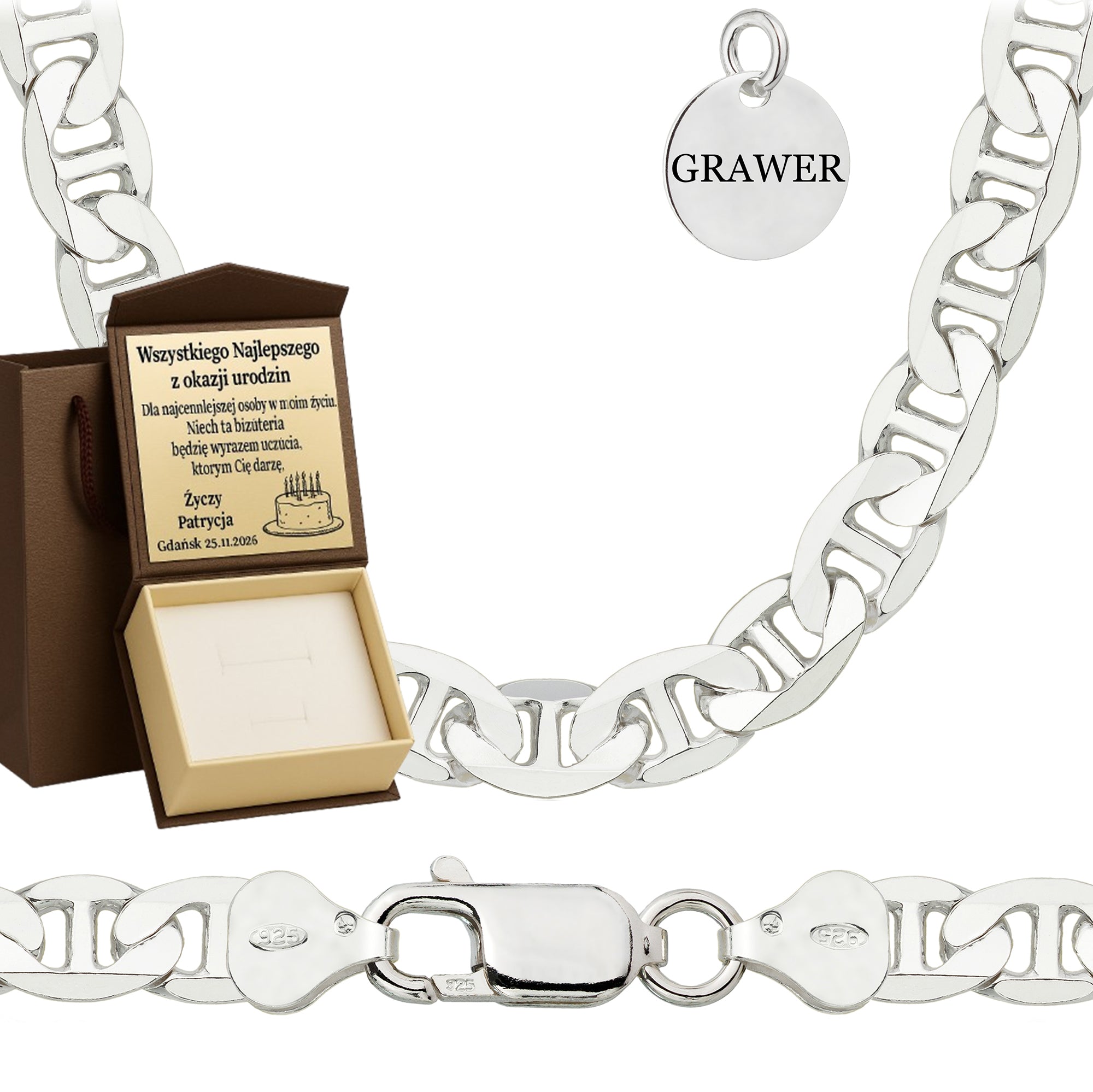 Łańcuszek srebrny gucci 10 mm pr. 925