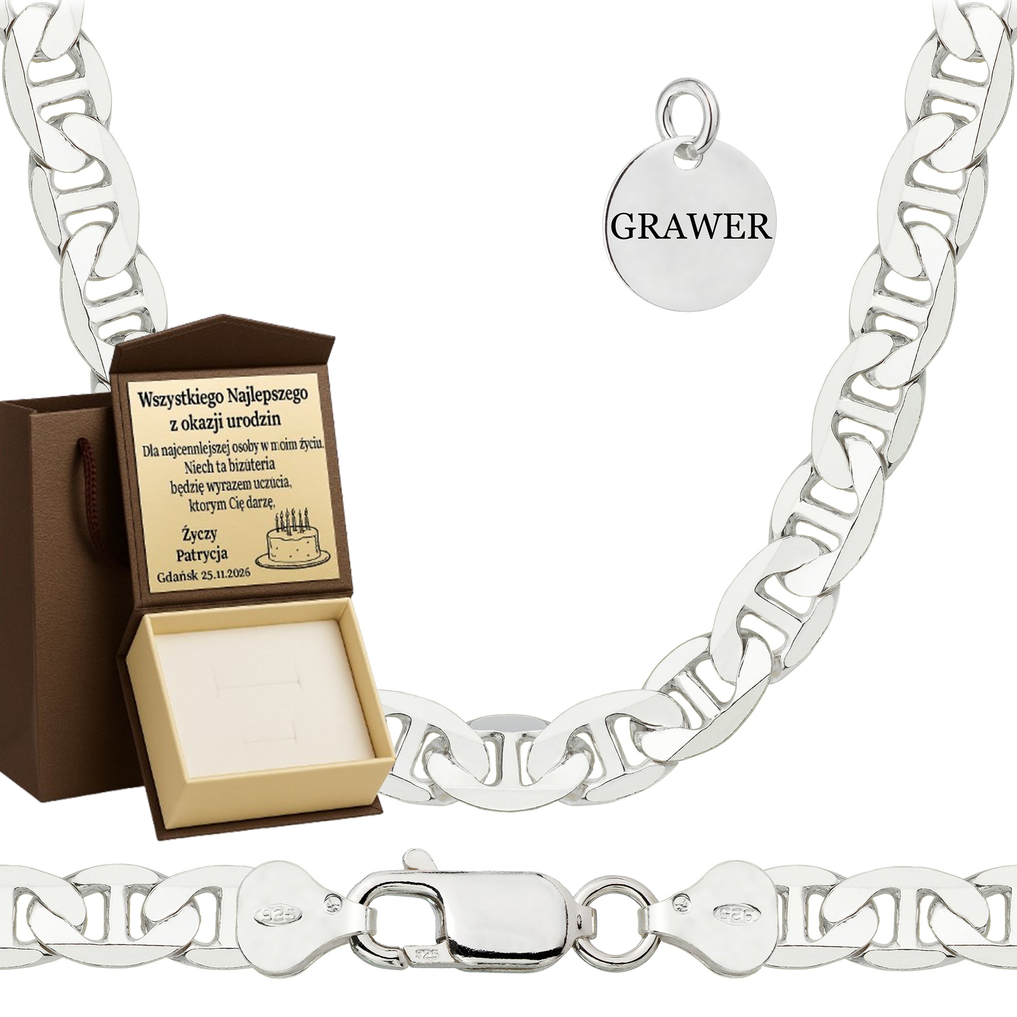 Łańcuszek srebrny gucci 8 mm pr. 925