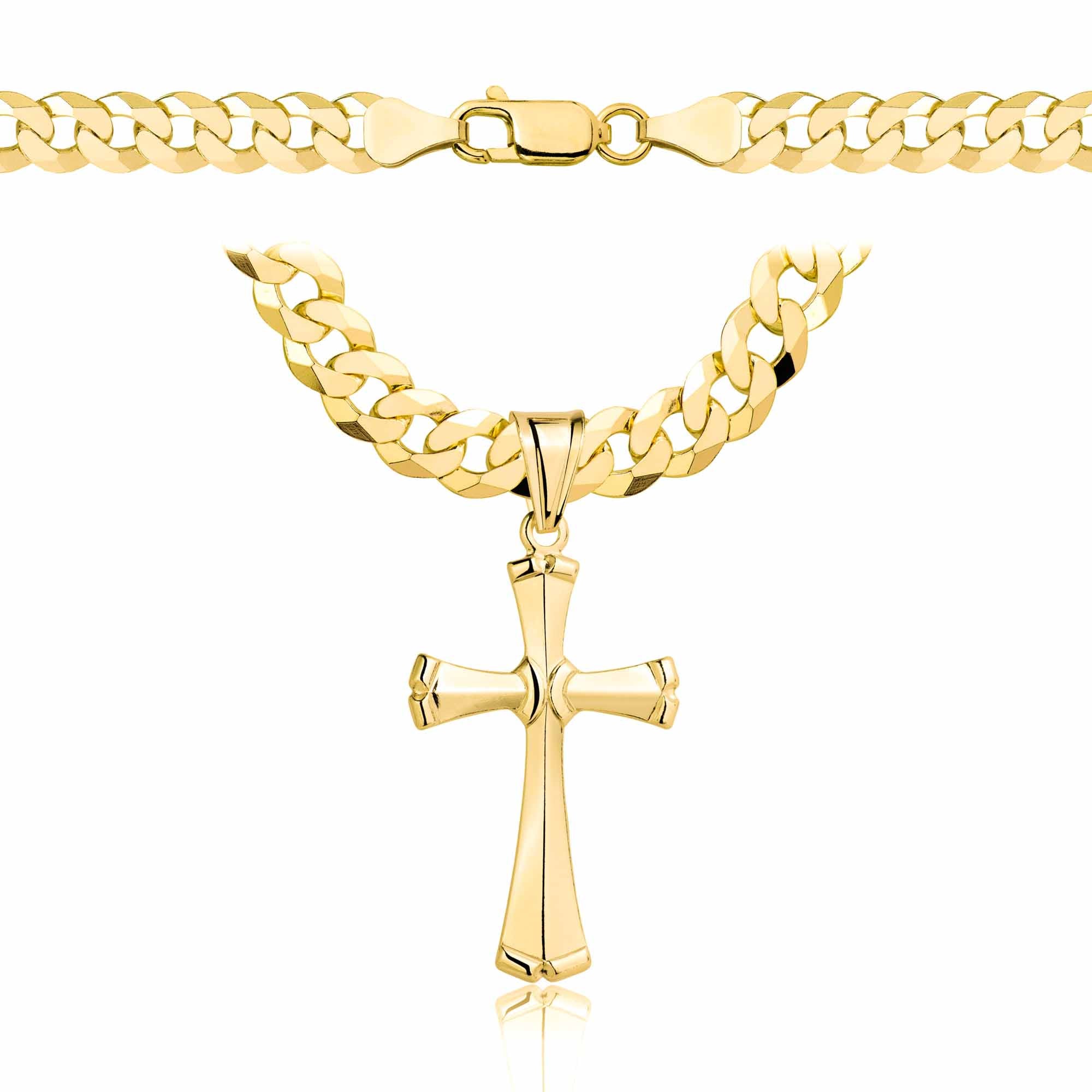 Łańcuszek pozłacany srebrny z krzyżykiem pancerka 6,5mm pr. 925