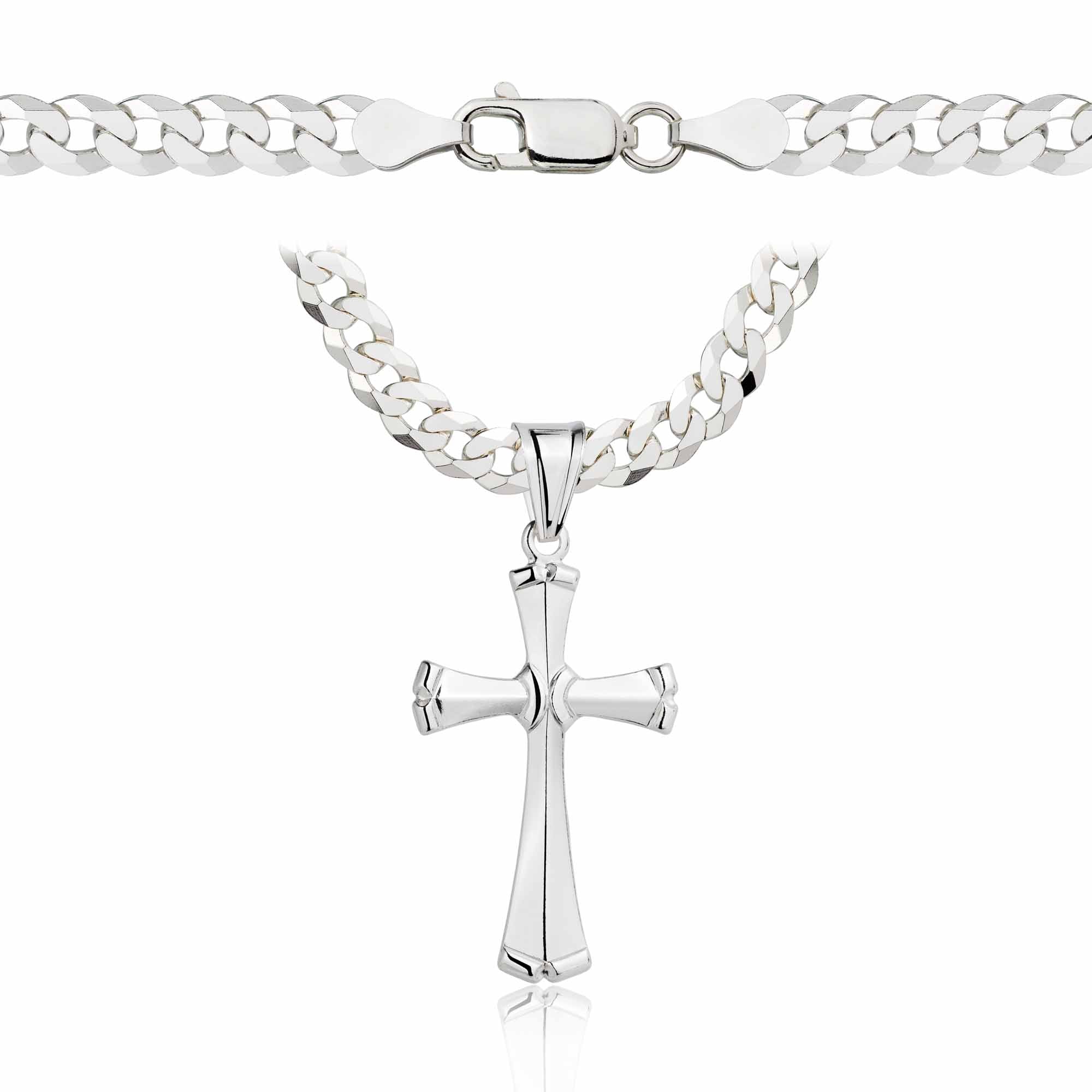 Łańcuszek srebrny z krzyżykiem pancerka 5mm pr. 925