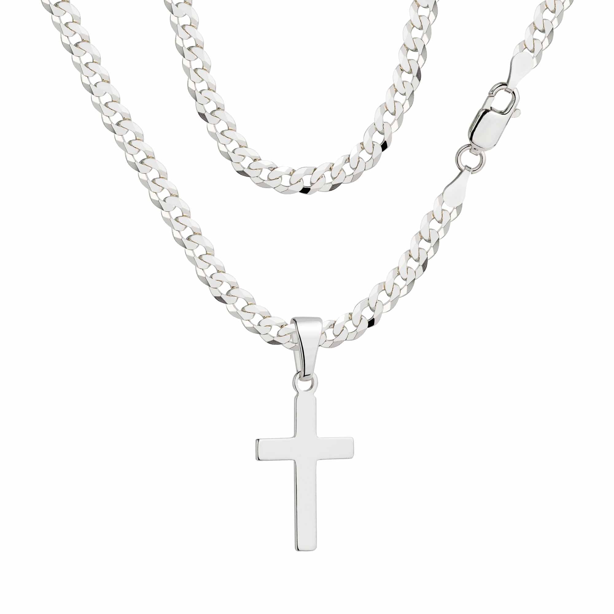 Łańcuszek srebrny z krzyżykiem pancerka 3,8mm pr. 925