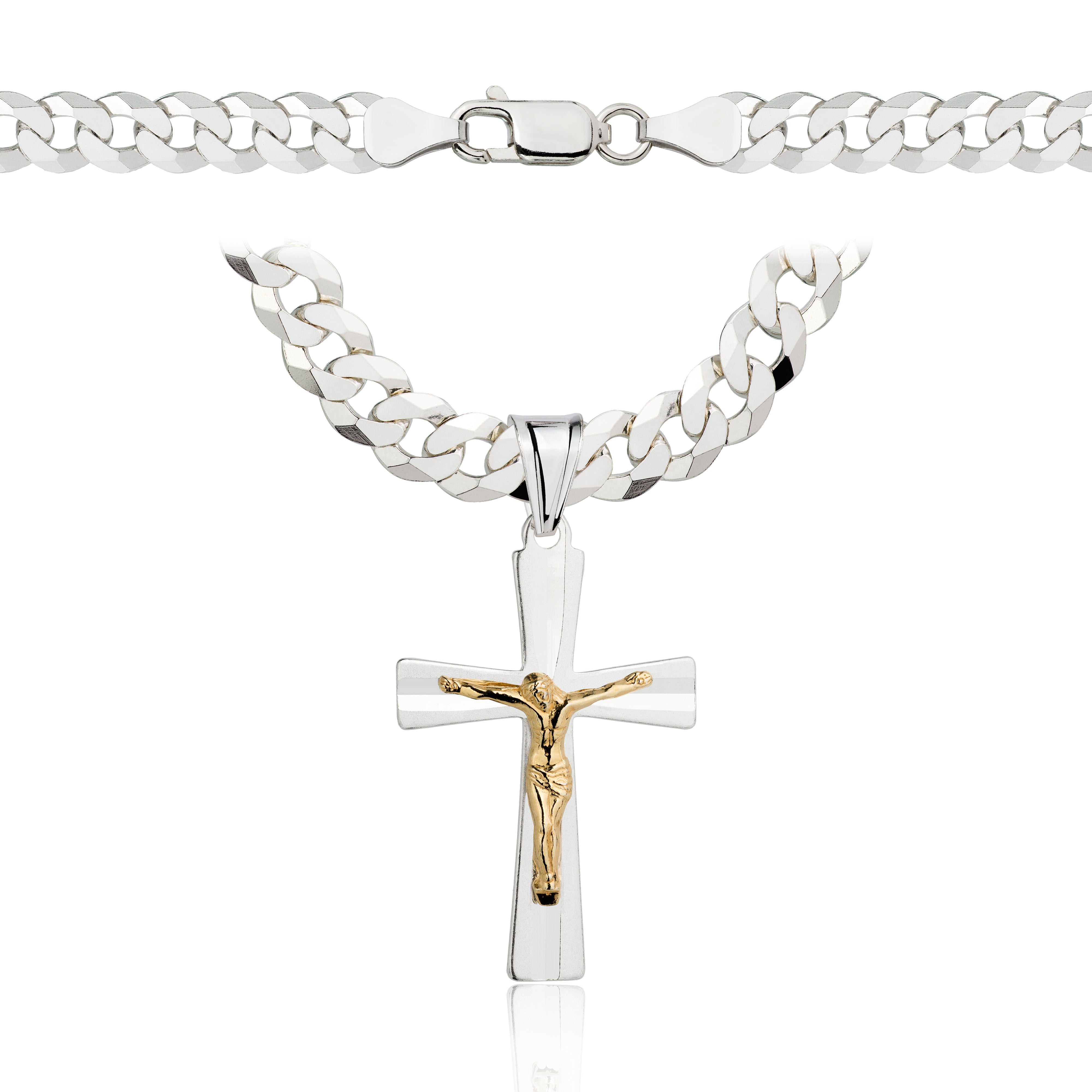 Łańcuszek srebrny z krzyżykiem pancerka 6,5mm pr. 925