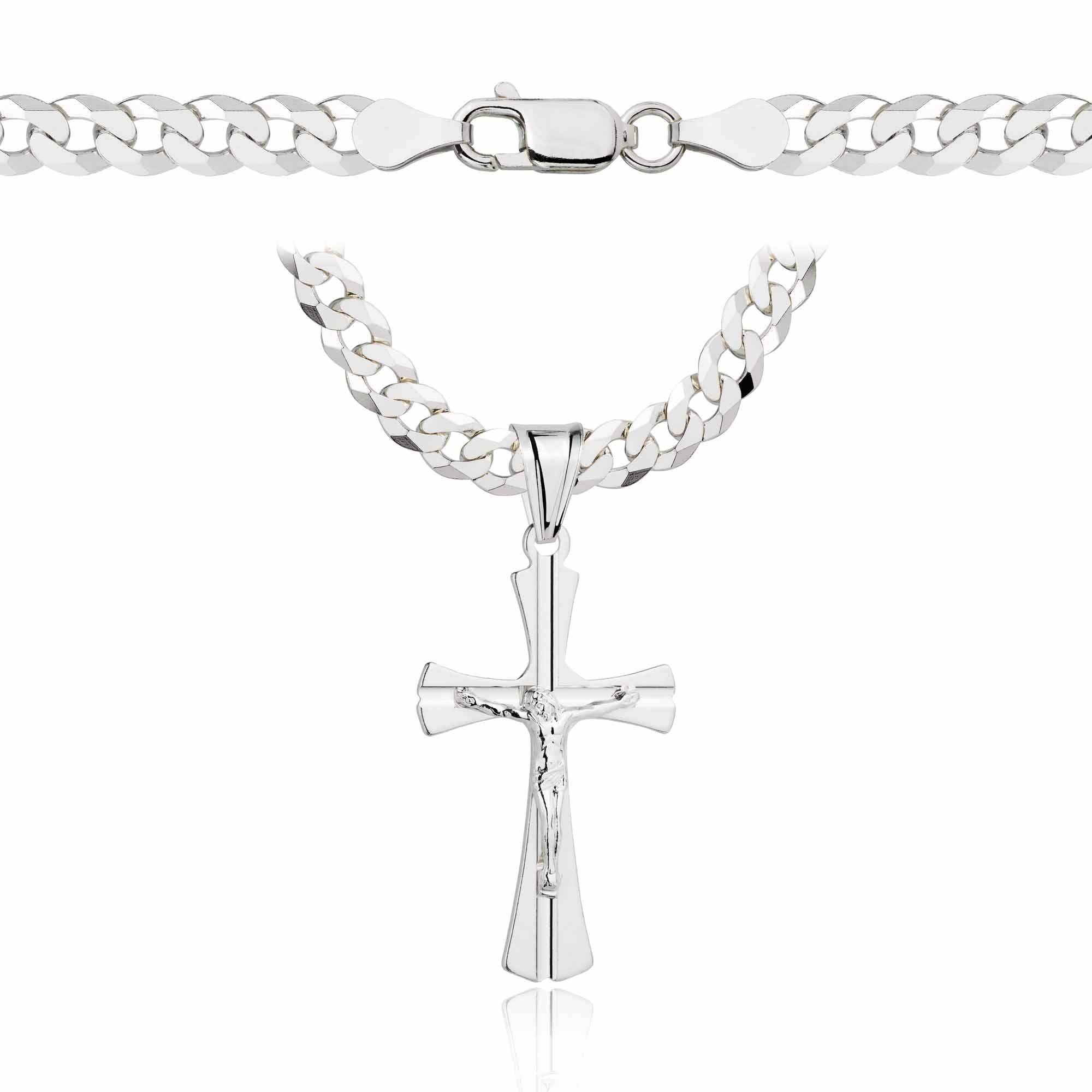 Łańcuszek srebrny z krzyżykiem pancerka 5mm pr. 925