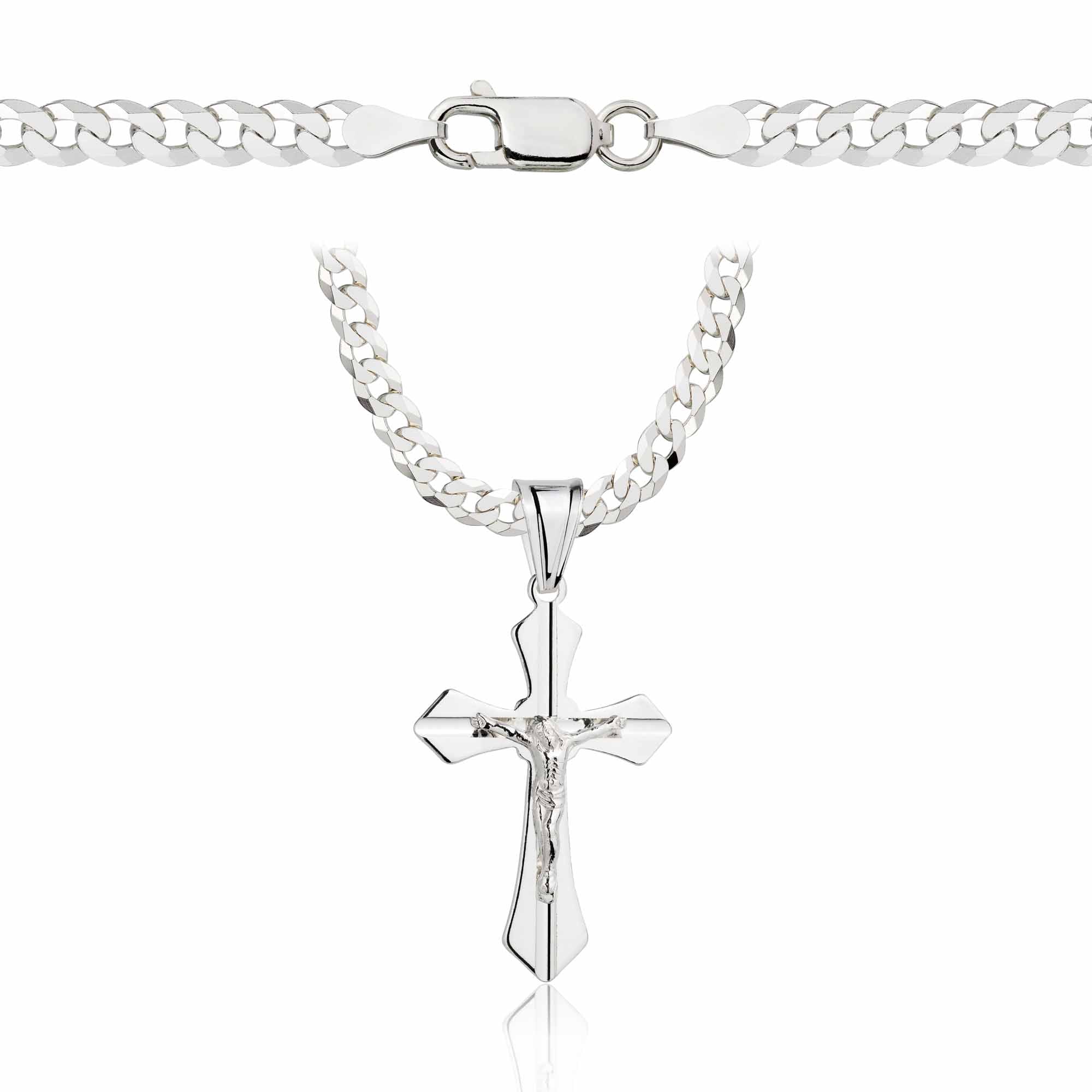 Łańcuszek srebrny z krzyżykiem pancerka 3,8mm pr. 925