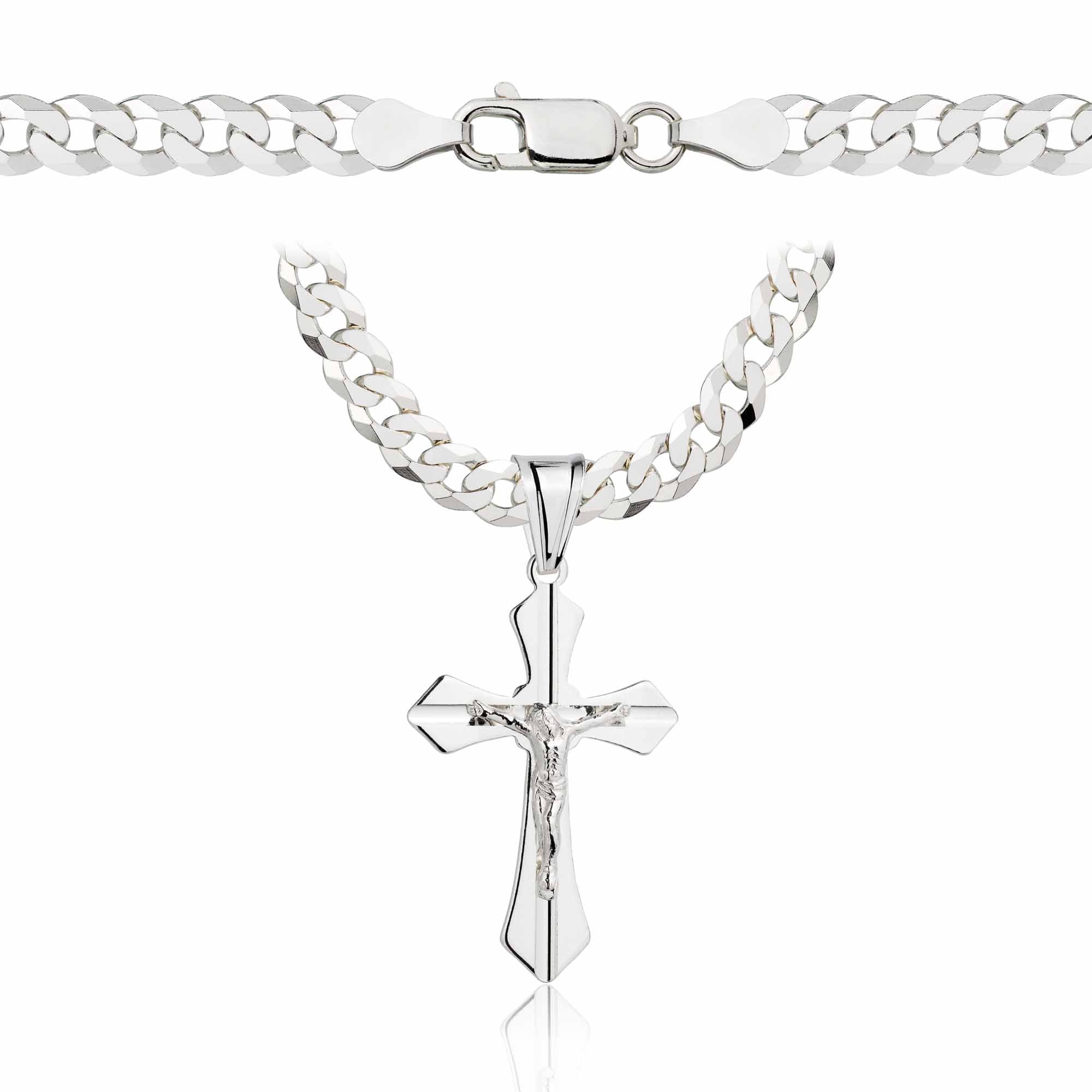 Łańcuszek srebrny z krzyżykiem pancerka 5mm pr. 925