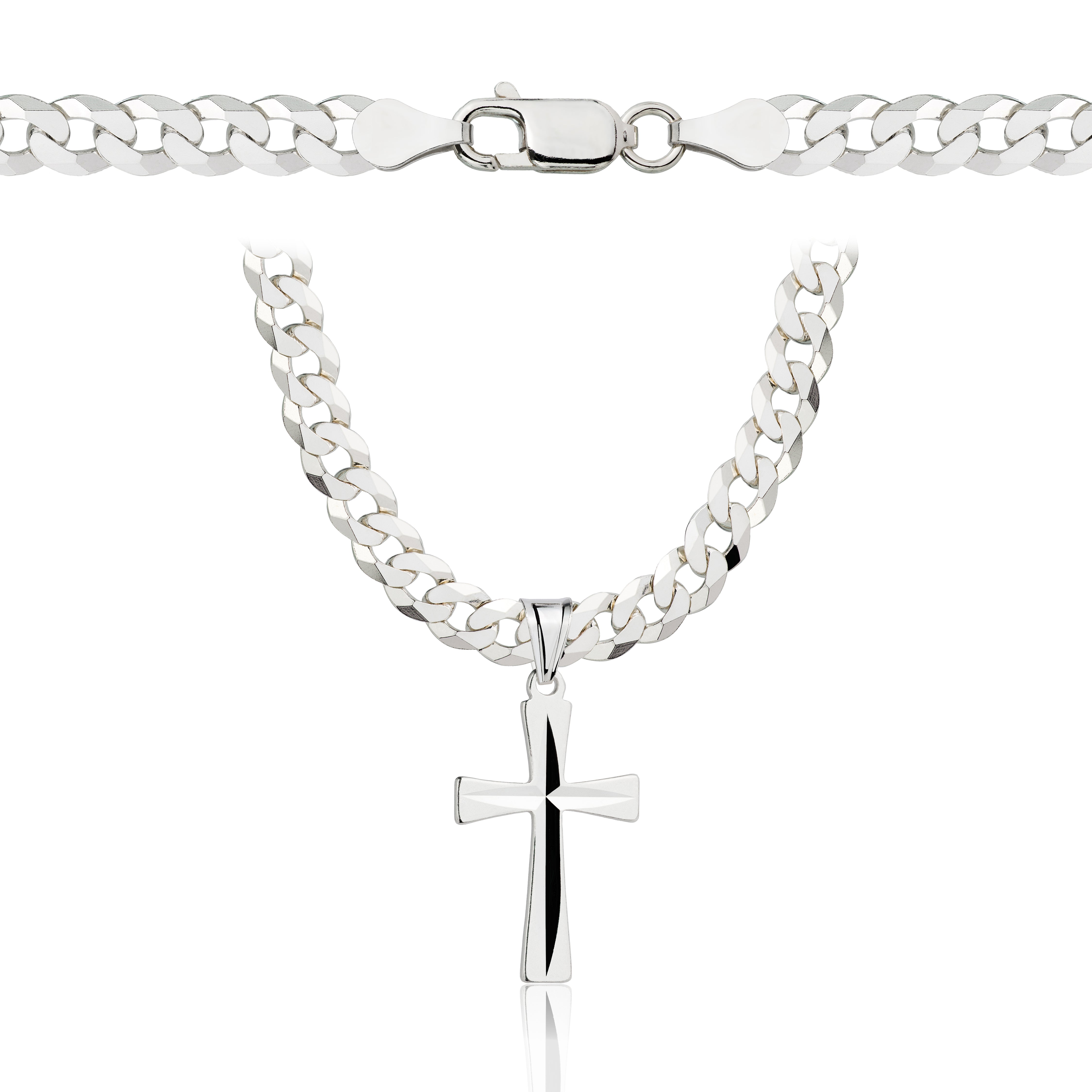 Łańcuszek srebrny z krzyżykiem pancerka 5mm pr. 925