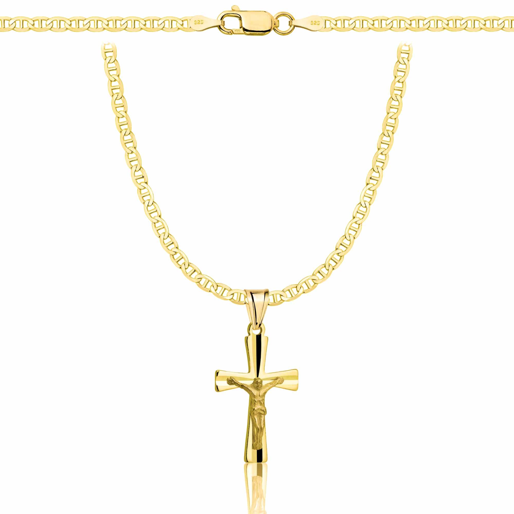 Łańcuszek pozłacany srebrny z krzyżykiem gucci 2,6mm pr. 925