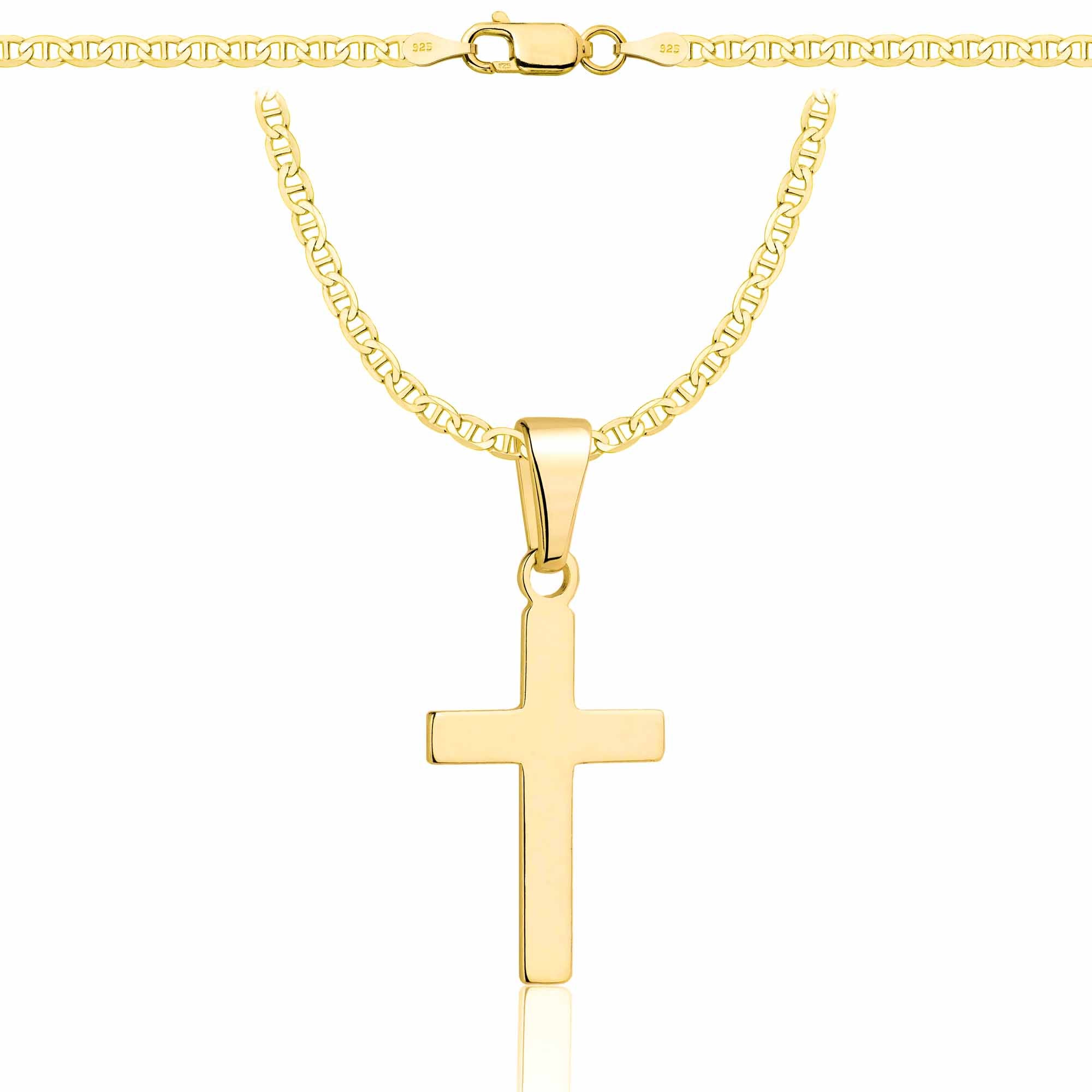 Łańcuszek pozłacany srebrny z krzyżykiem gucci 2,6mm pr. 925