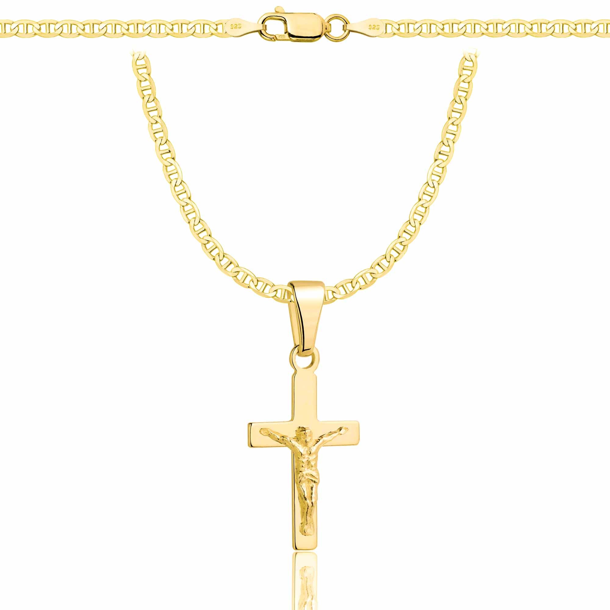 Łańcuszek pozłacany srebrny z krzyżykiem gucci 2,6mm pr. 925