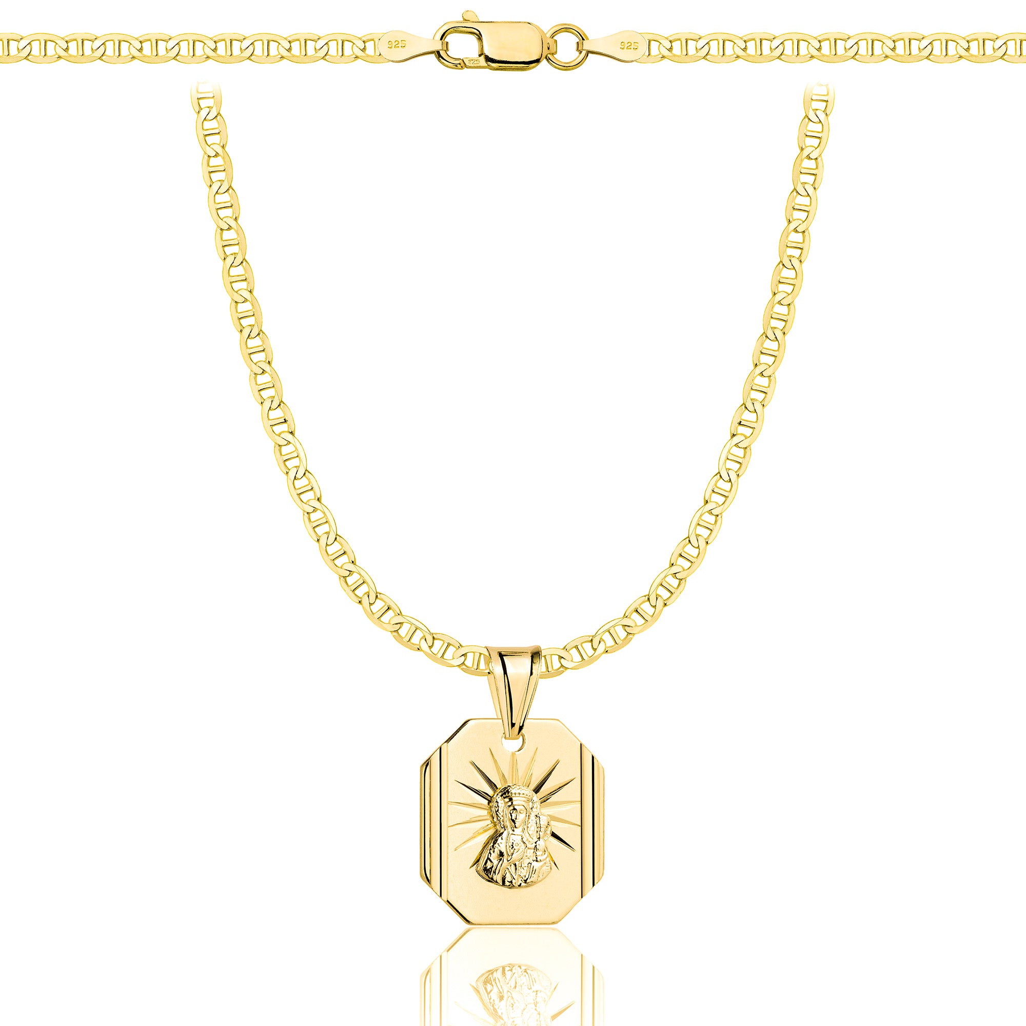 Łańcuszek pozłacany srebrny z medalikiem gucci 2,6mm pr. 925