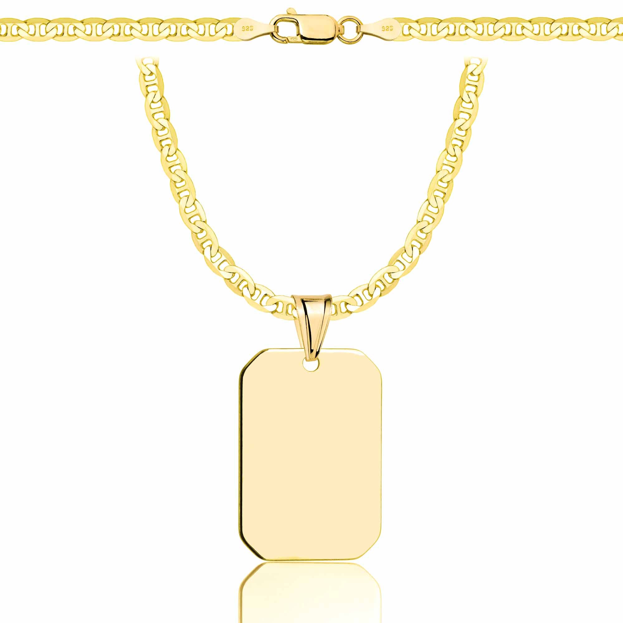 Łańcuszek pozłacany srebrny z nieśmiertelnikiem gucci 3,5mm pr. 925 585