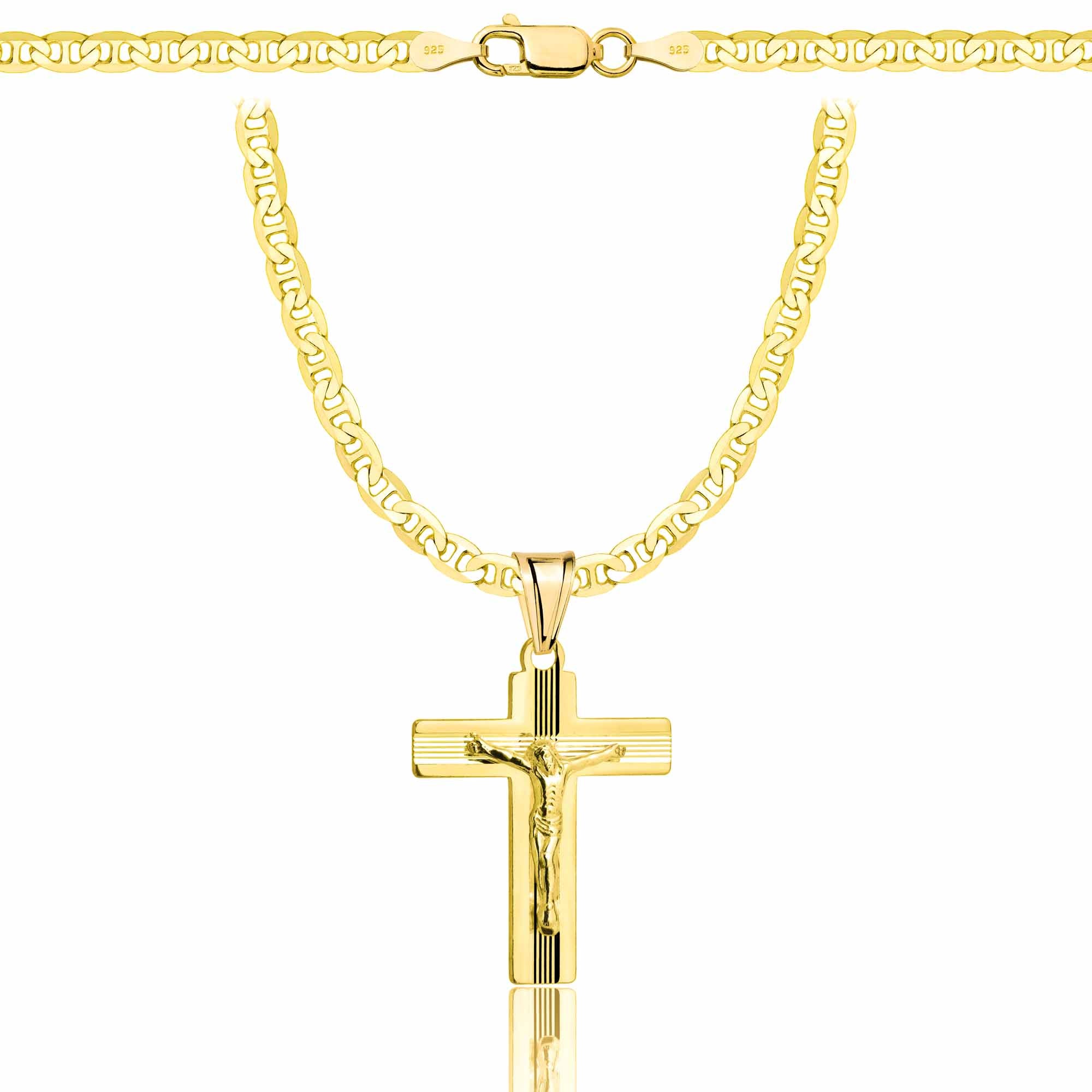 Łańcuszek pozłacany srebrny z krzyżykiem gucci 3,5mm pr. 925