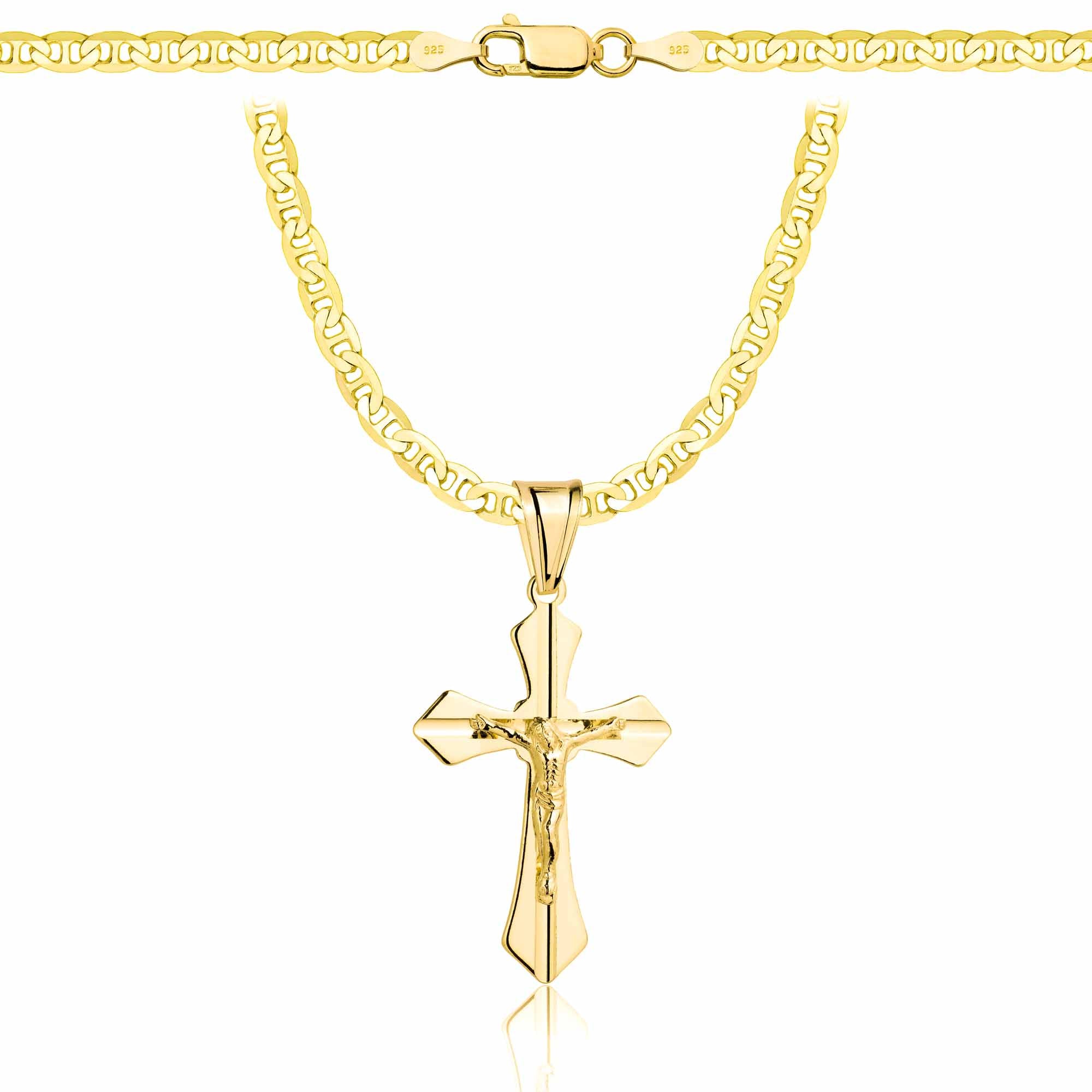 Łańcuszek pozłacany srebrny z krzyżykiem gucci 3,5mm pr. 925