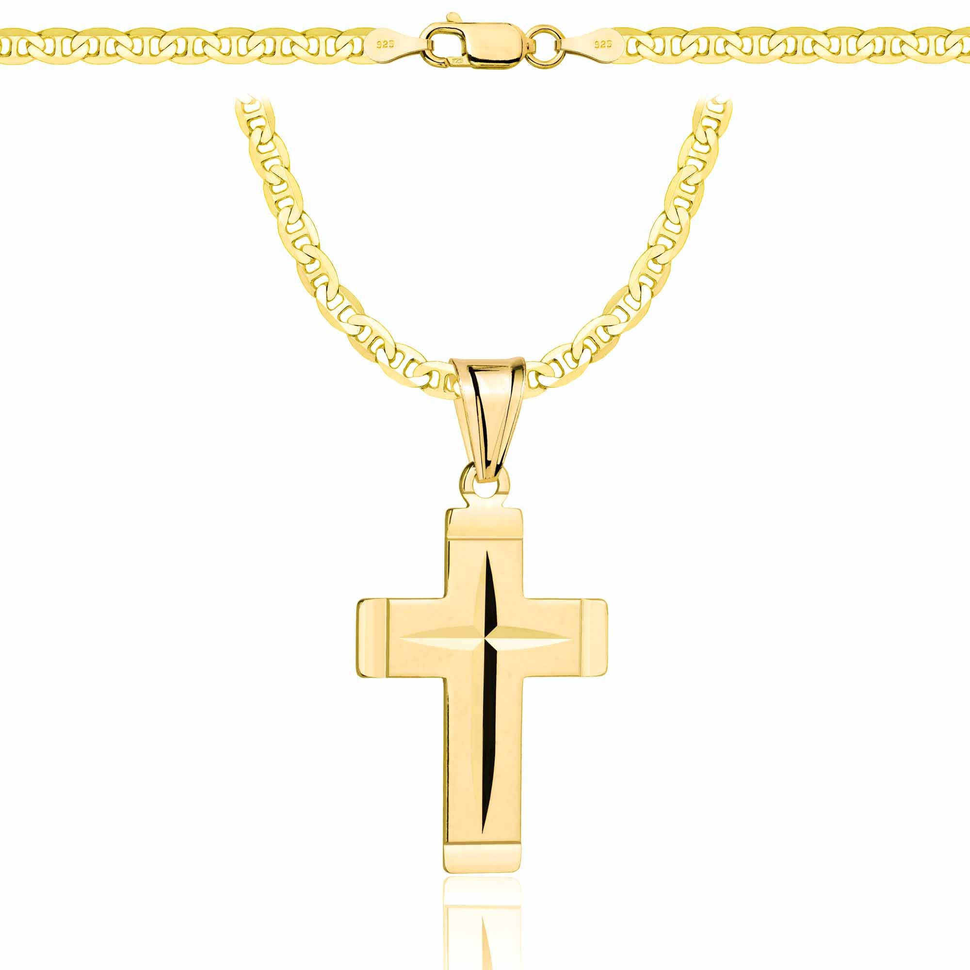 Łańcuszek pozłacany srebrny z krzyżykiem gucci 3,5mm pr. 925