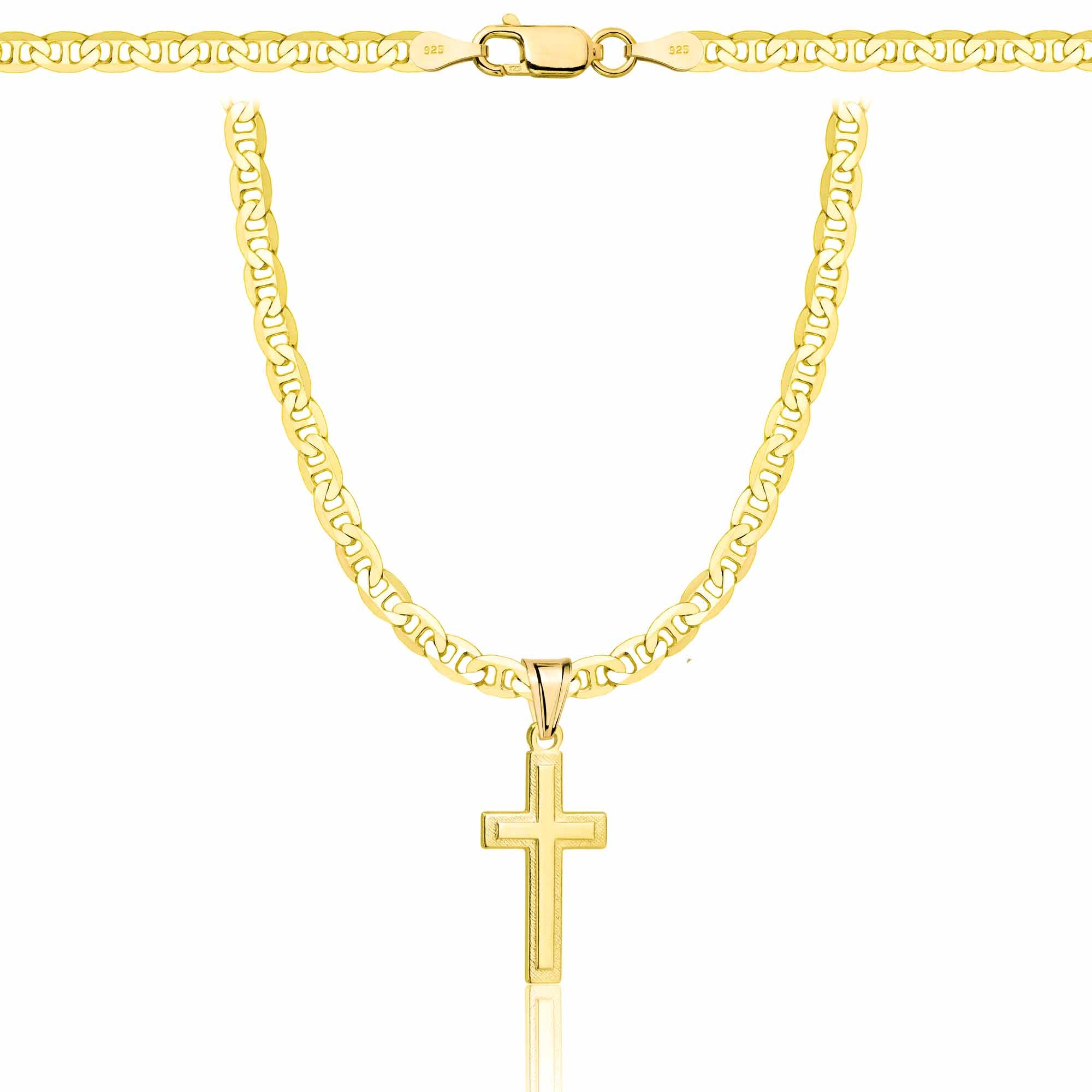 Łańcuszek pozłacany srebrny z krzyżykiem gucci 3,5mm pr. 925