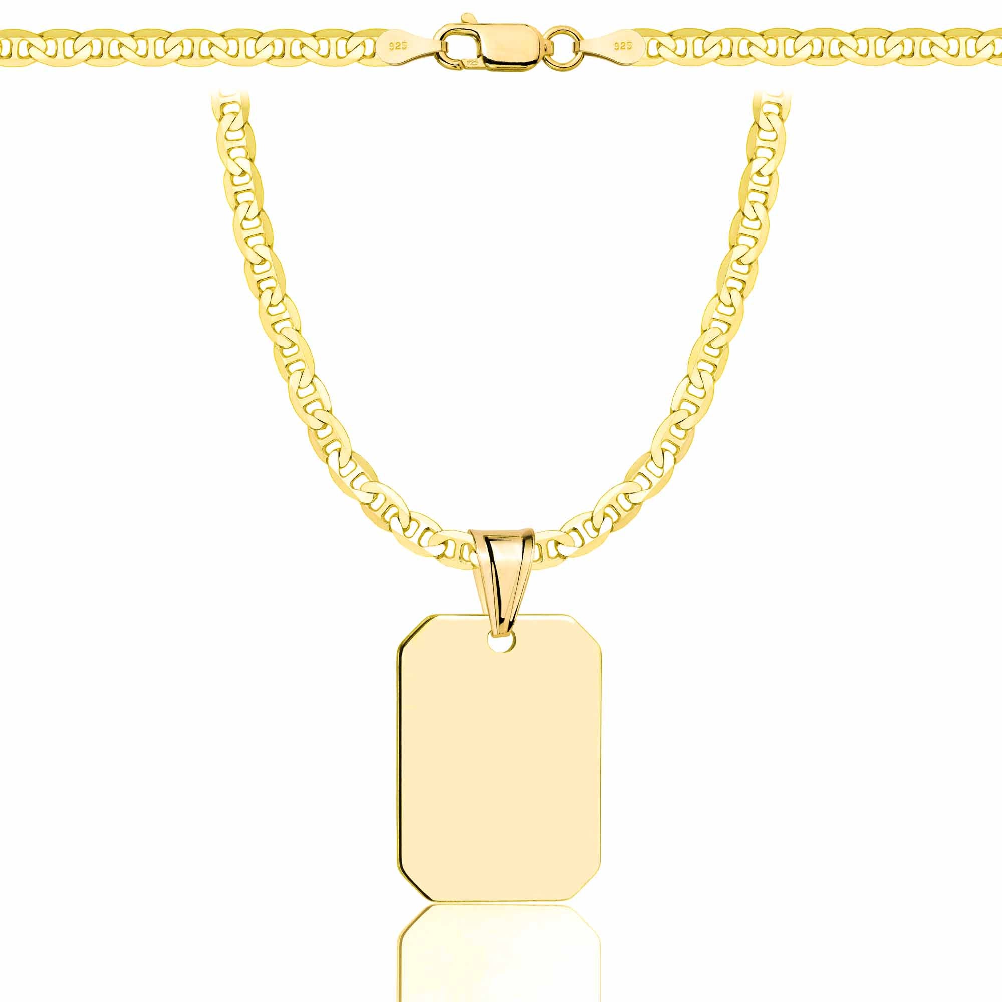 Łańcuszek pozłacany srebrny z nieśmiertelnikiem gucci 3,5mm pr. 925 585