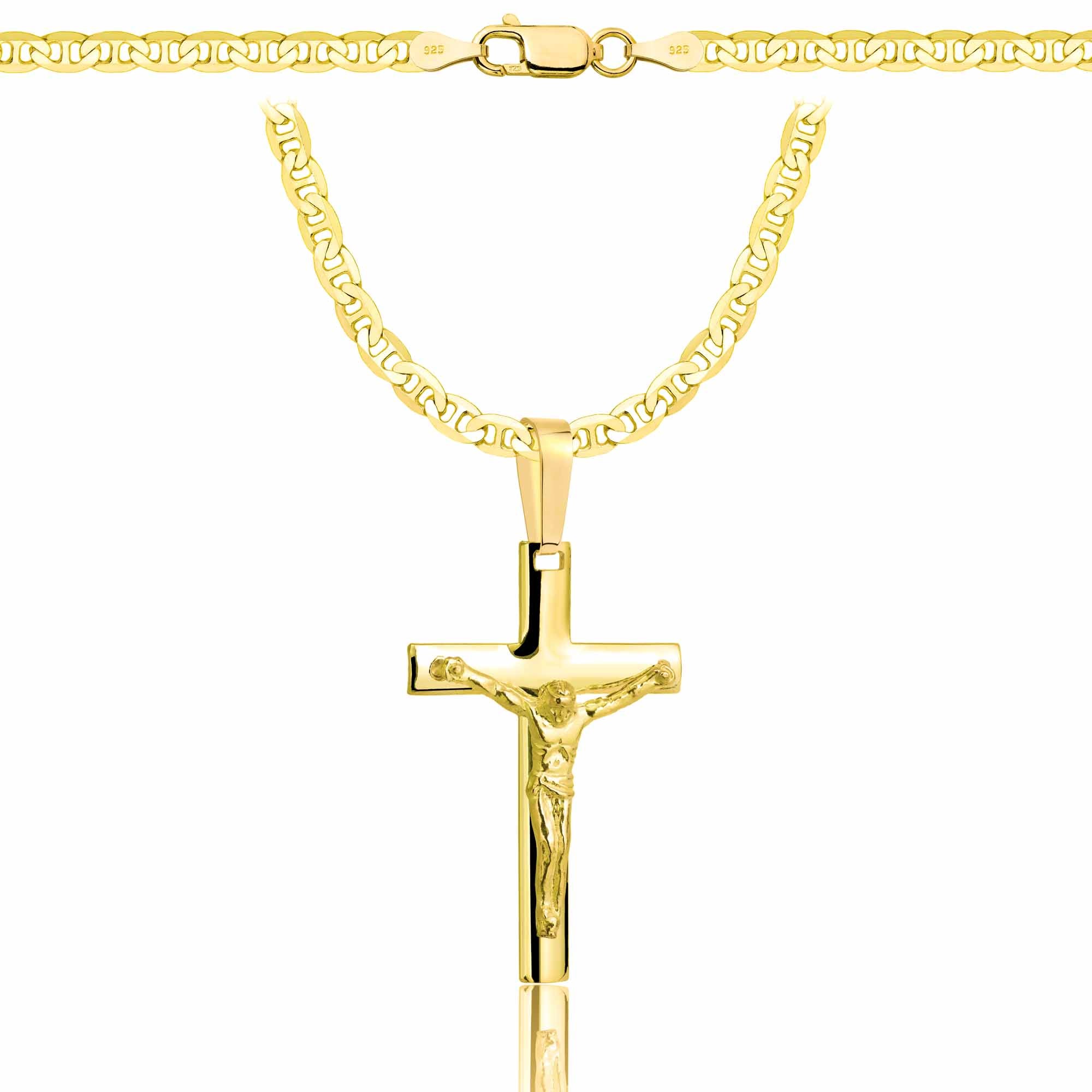 Łańcuszek pozłacany srebrny z krzyżykiem gucci 3,5mm pr. 925