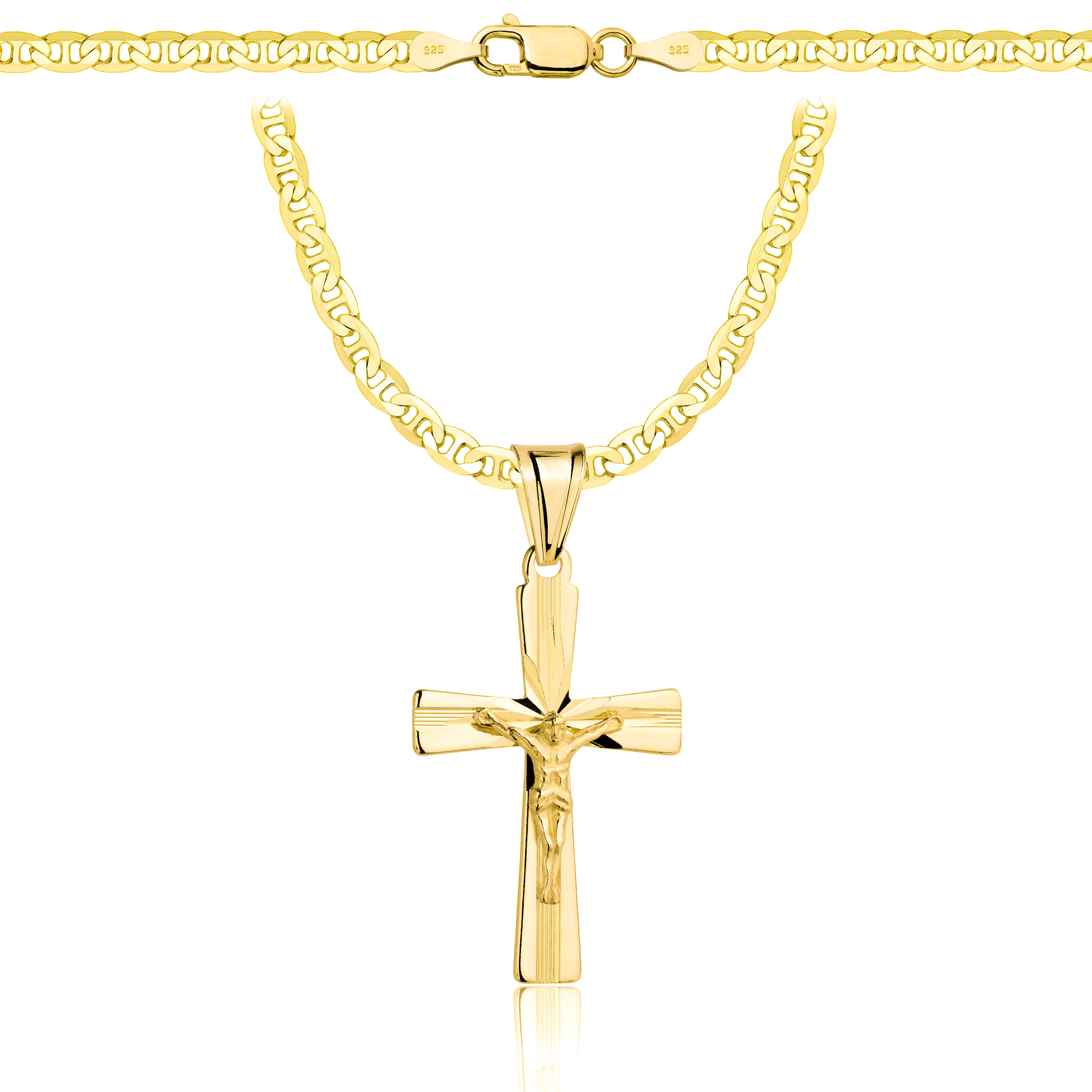 Łańcuszek pozłacany srebrny z krzyżykiem gucci 3,5mm pr. 925