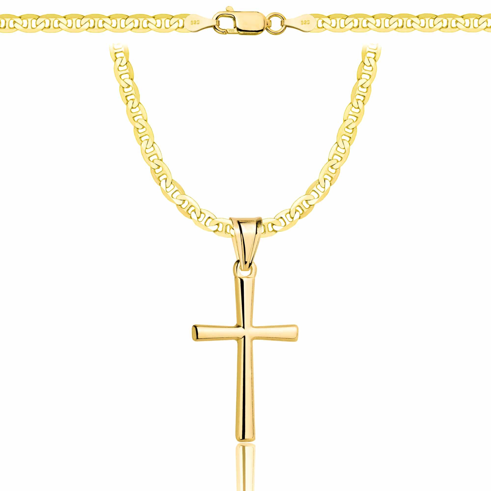 Łańcuszek pozłacany srebrny z krzyżykiem gucci 3,5mm pr. 925