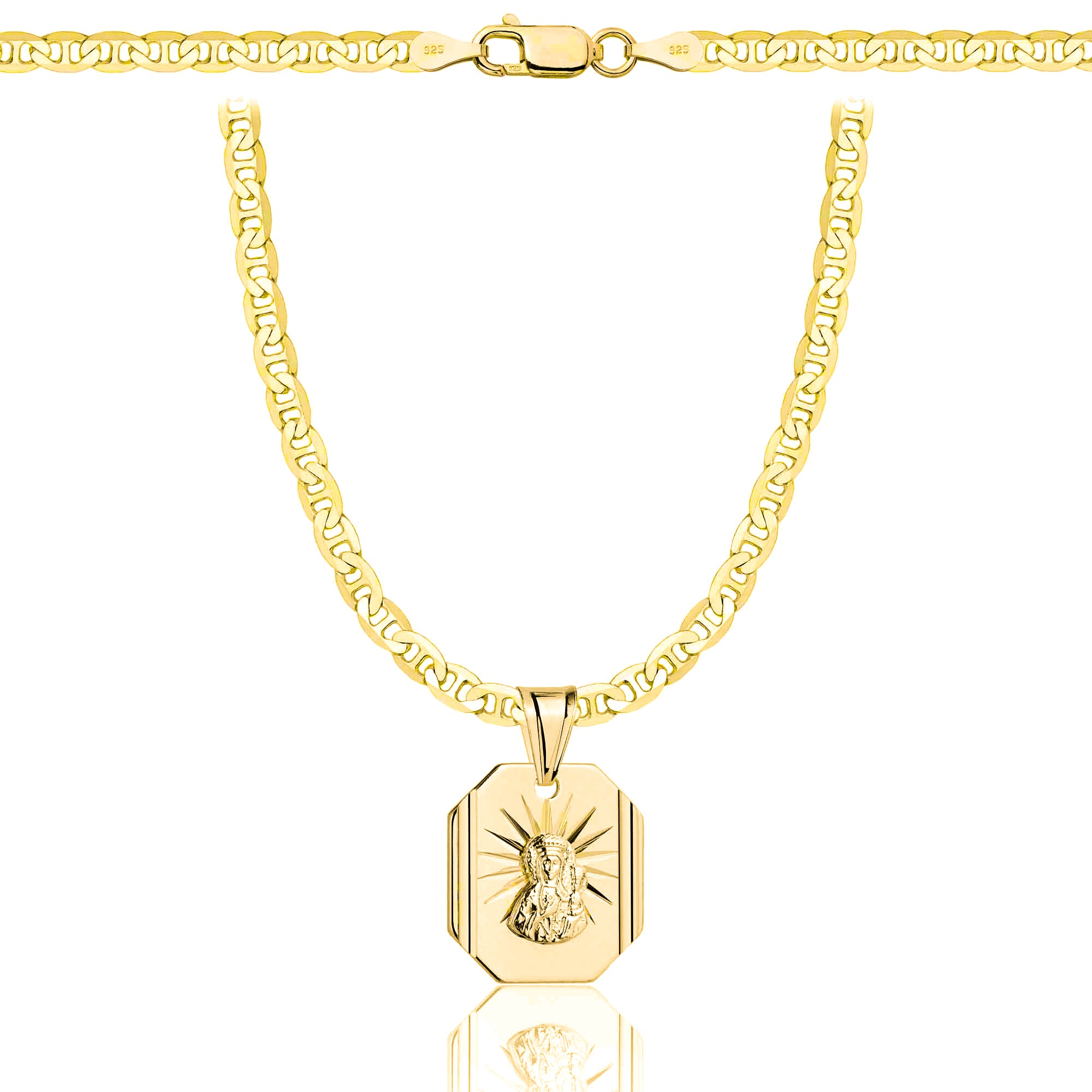 Łańcuszek pozłacany srebrny z medalikiem gucci 3,5mm pr. 925