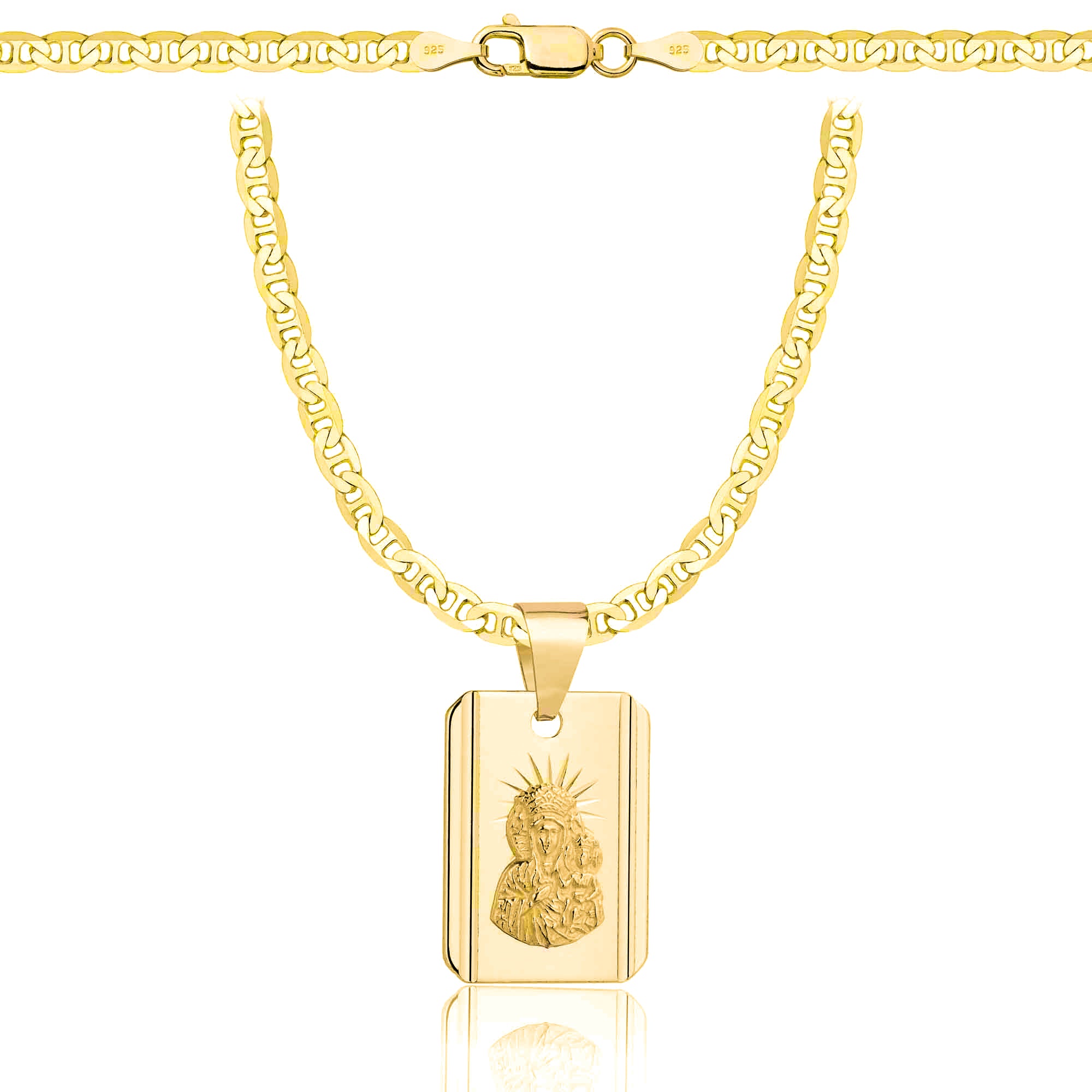 Łańcuszek pozłacany srebrny z medalikiem gucci 3,5mm pr. 925