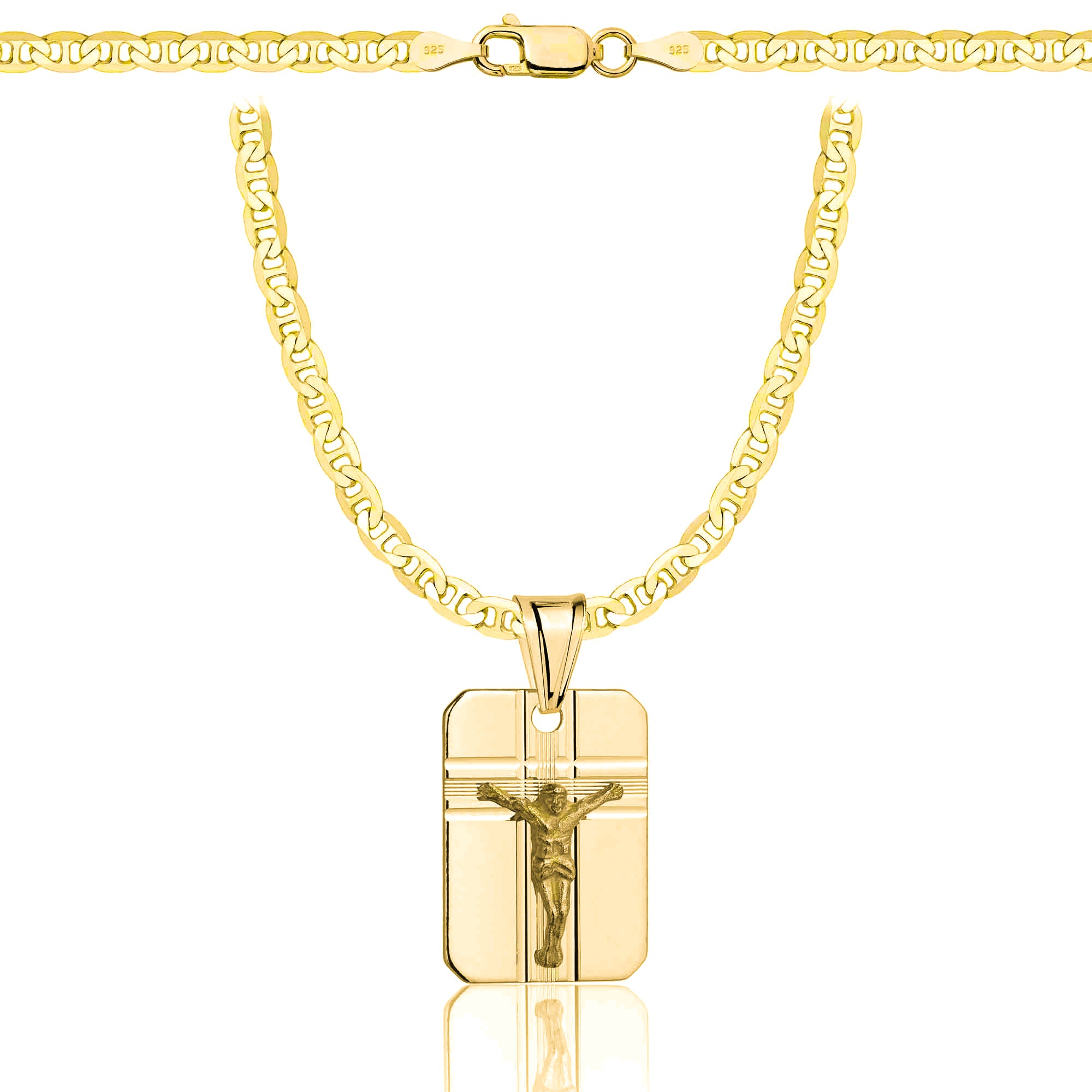 Łańcuszek pozłacany srebrny z medalikiem gucci 3,5mm pr. 925