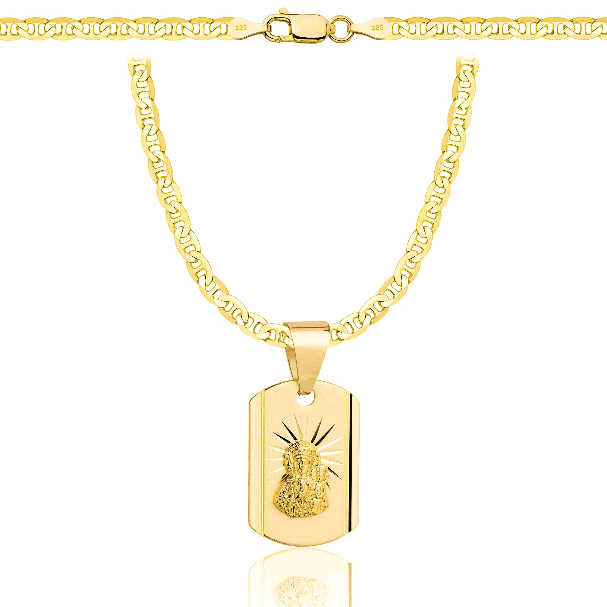 Łańcuszek pozłacany srebrny z medalikiem gucci 3,5mm pr. 925