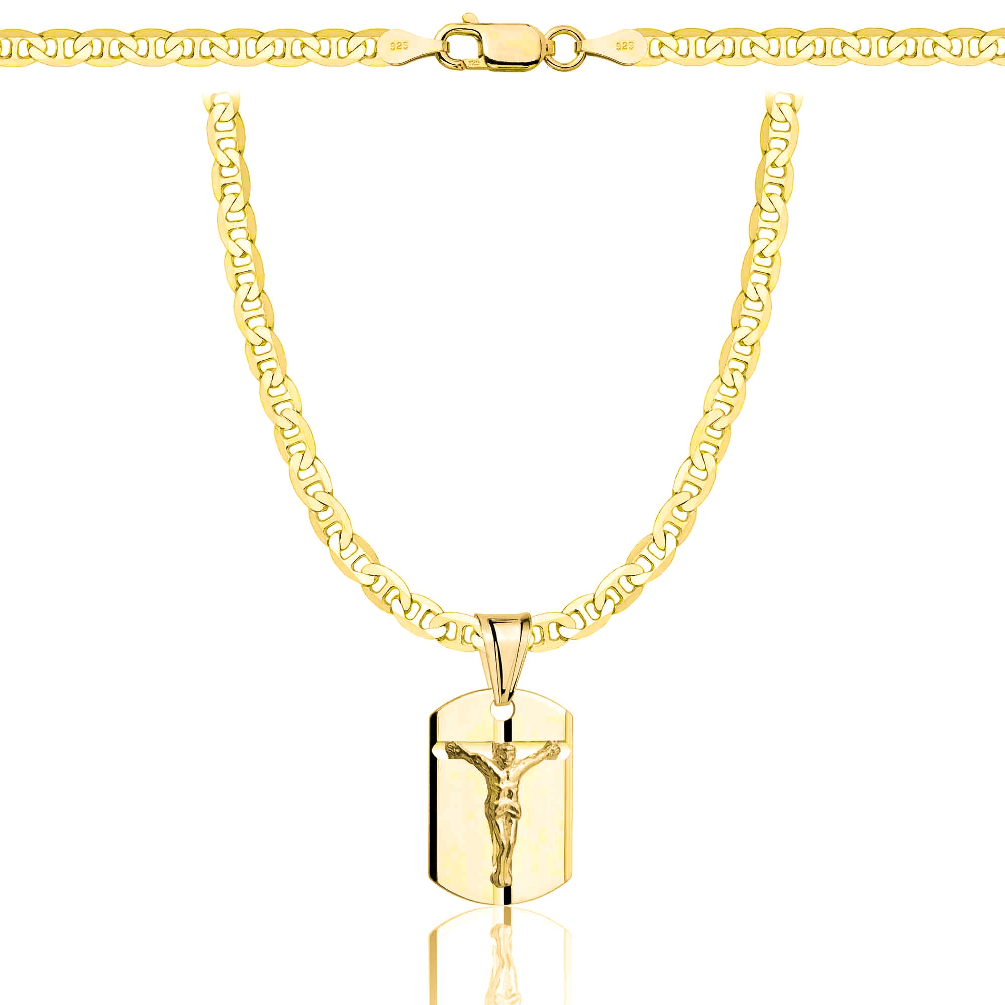 Łańcuszek pozłacany srebrny z medalikiem gucci 3,5mm pr. 925