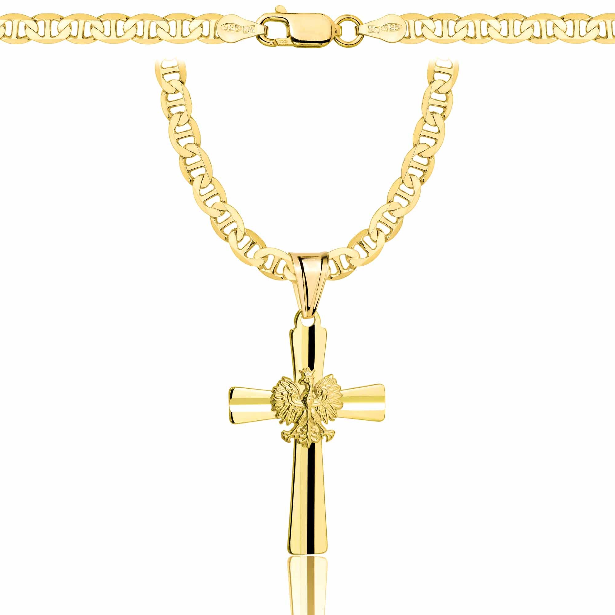 Łańcuszek pozłacany srebrny z krzyżykiem gucci 4,5mm pr. 925