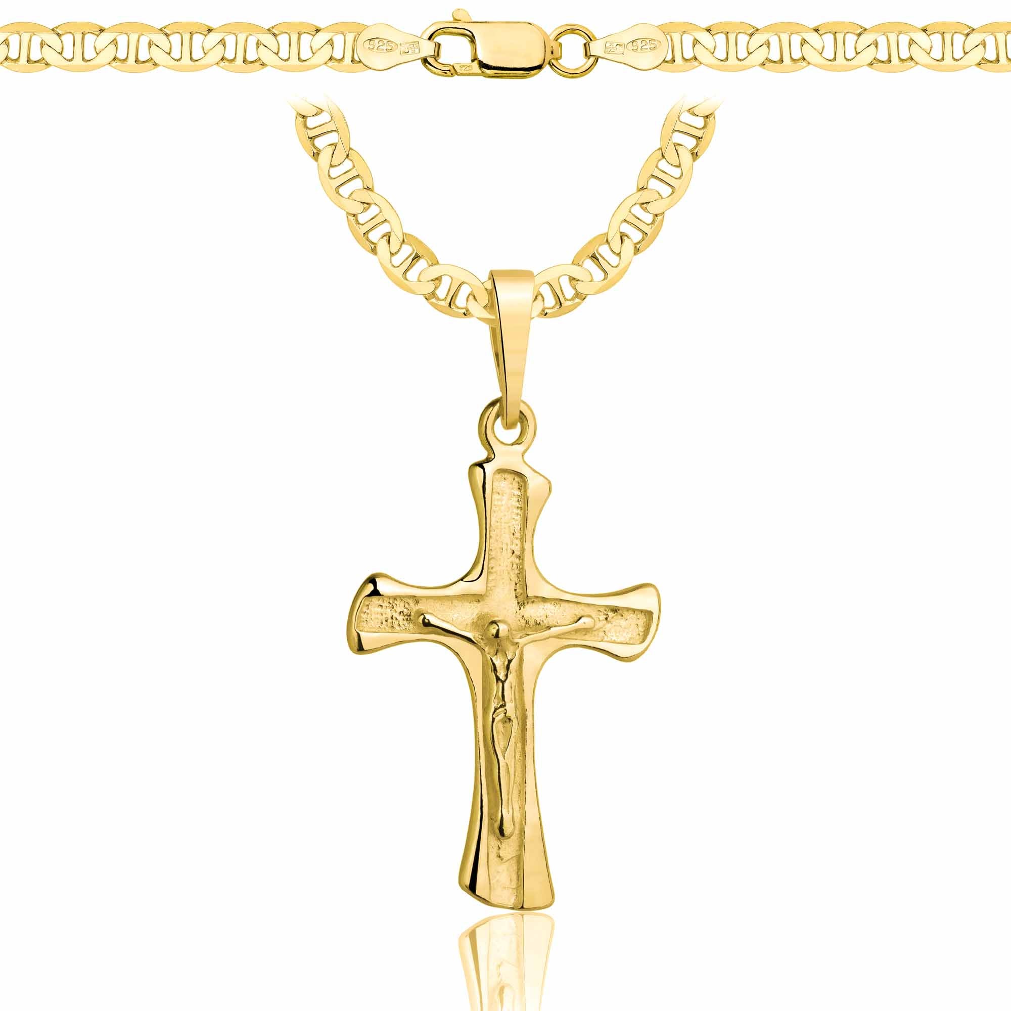 Łańcuszek pozłacany srebrny z krzyżykiem gucci 4,5mm pr. 925