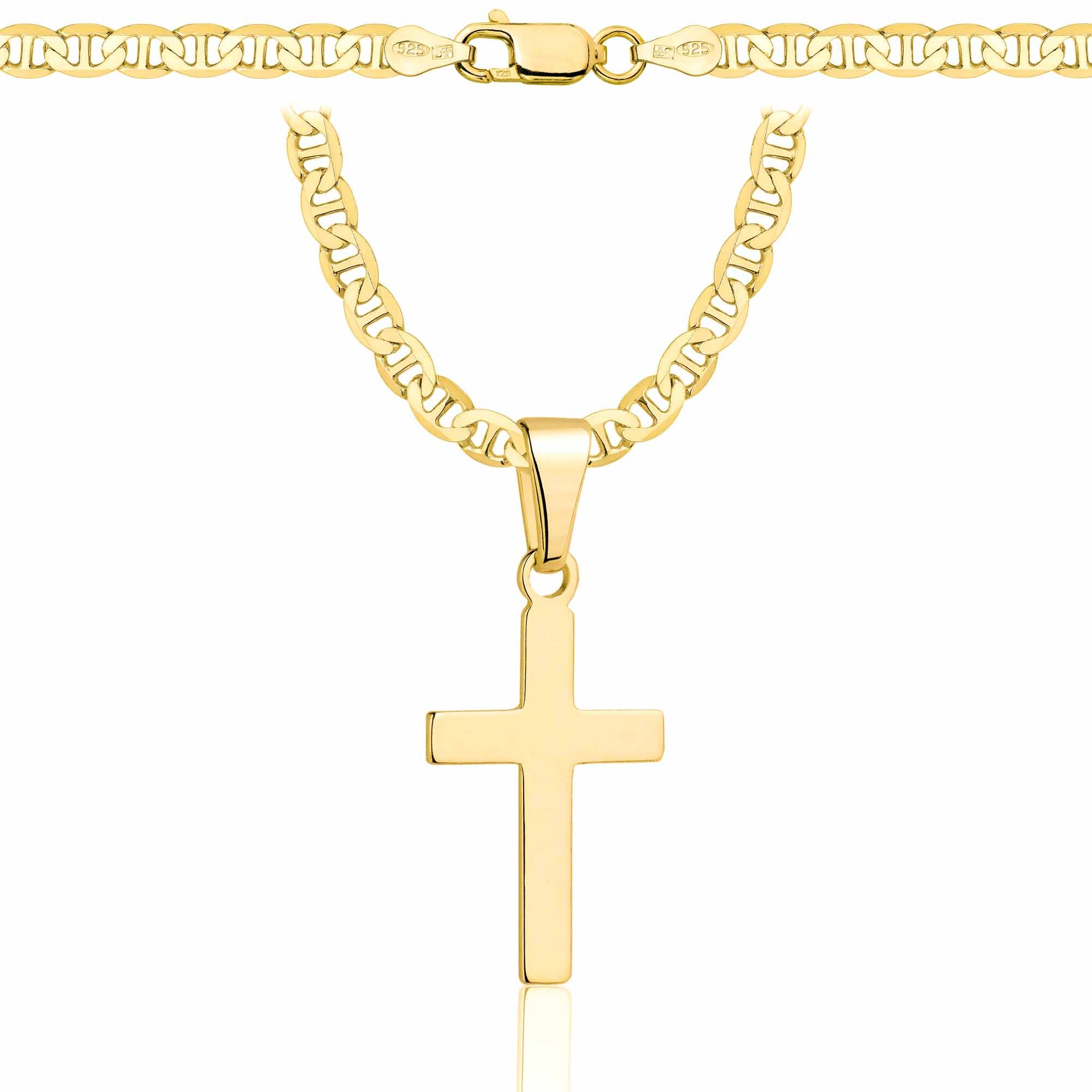 Łańcuszek pozłacany srebrny z krzyżykiem gucci 4,5mm pr. 925