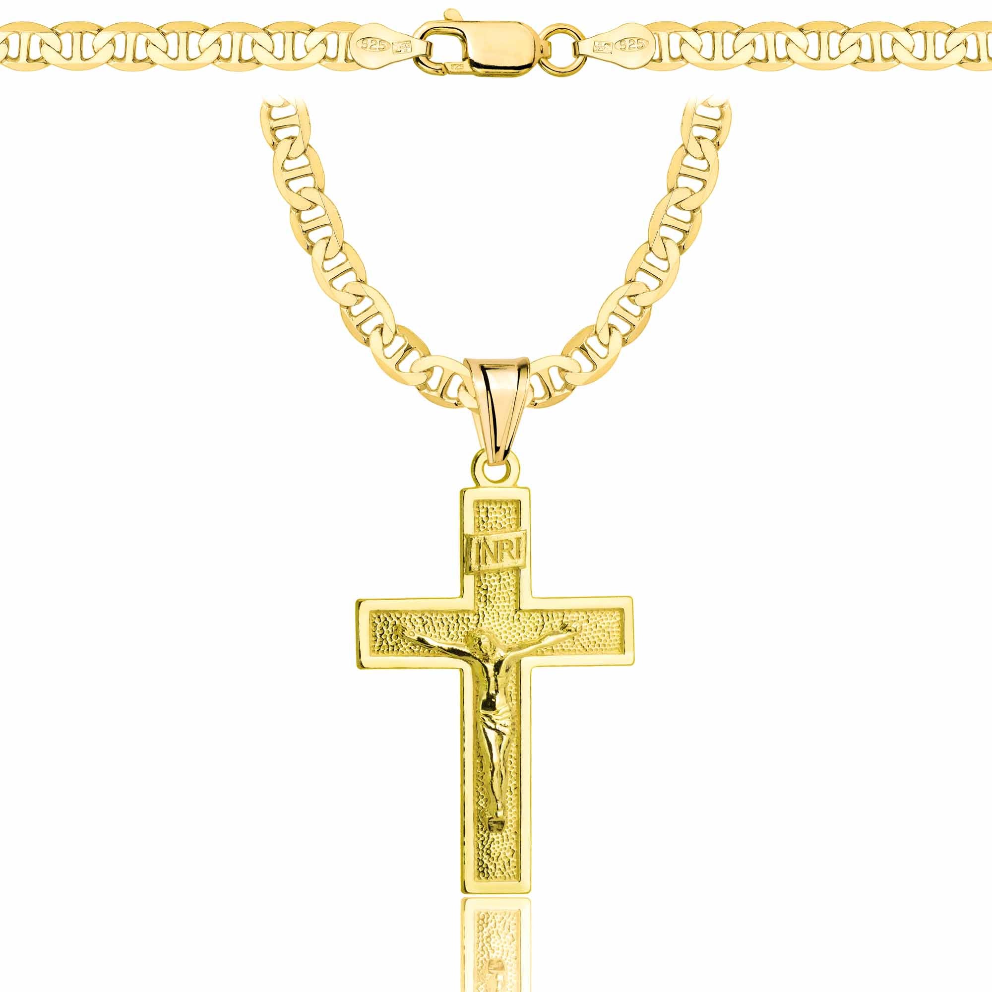 Łańcuszek pozłacany srebrny z krzyżykiem gucci 4,5mm pr. 925