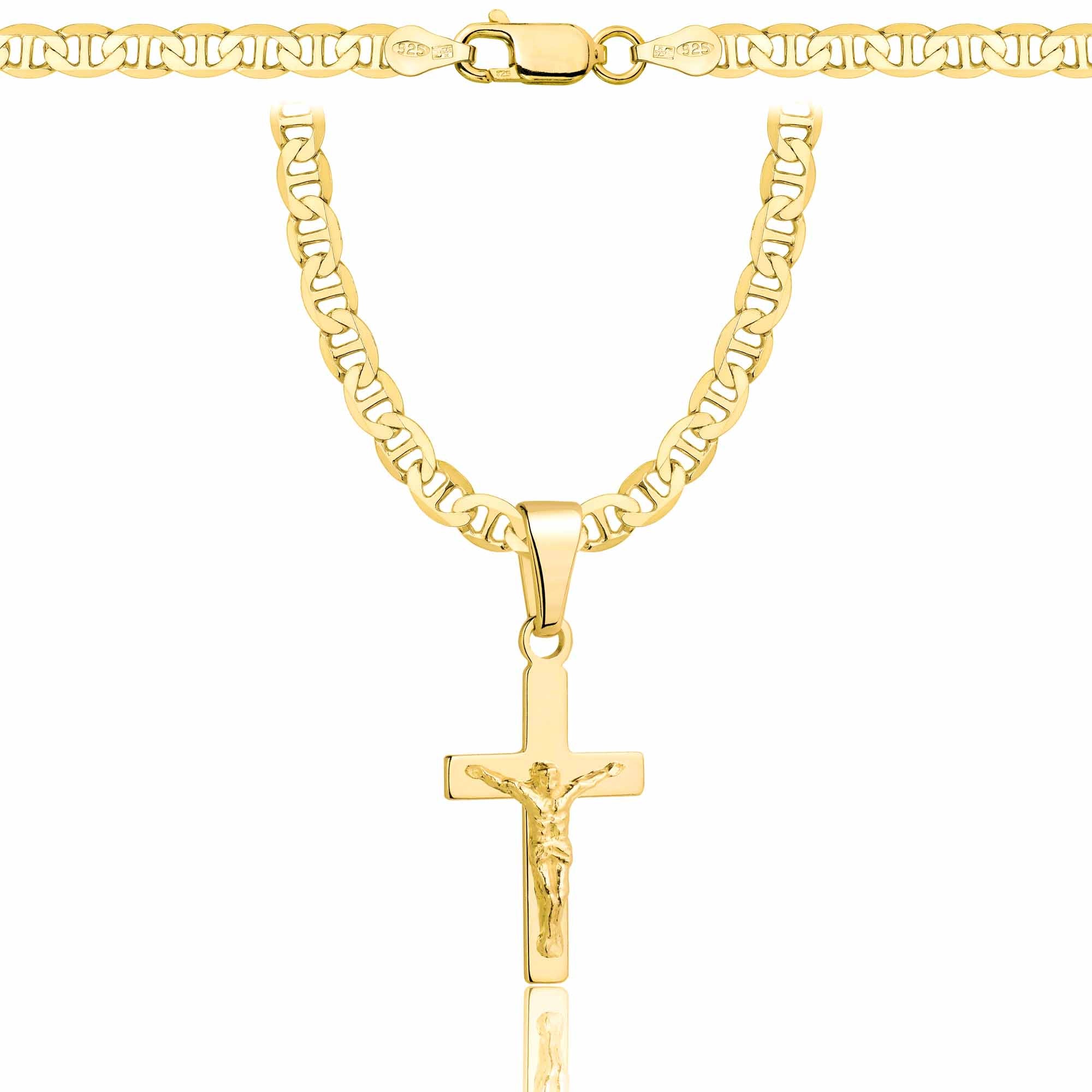 Łańcuszek pozłacany srebrny z krzyżykiem gucci 4,5mm pr. 925