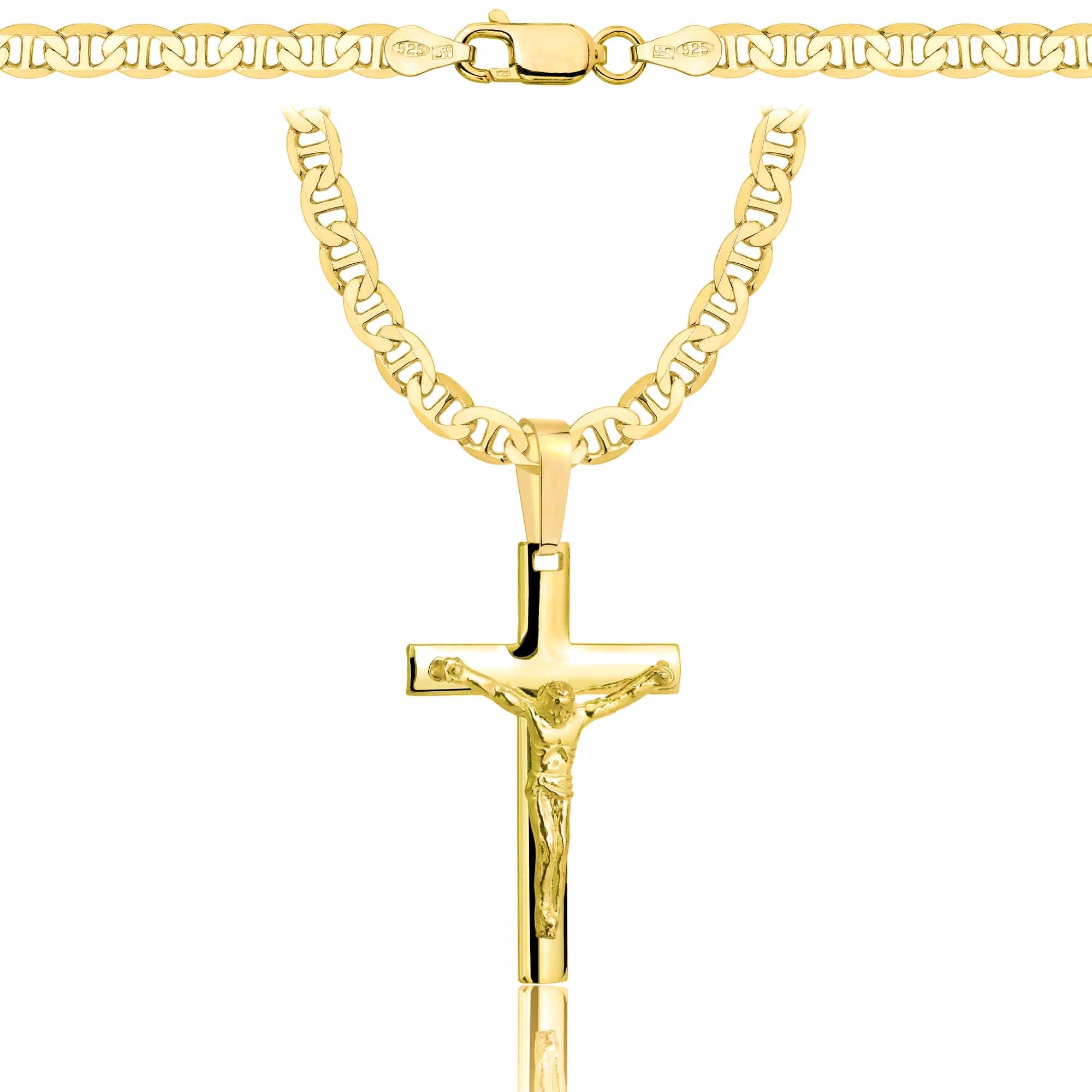 Łańcuszek pozłacany srebrny z krzyżykiem gucci 4,5mm pr. 925