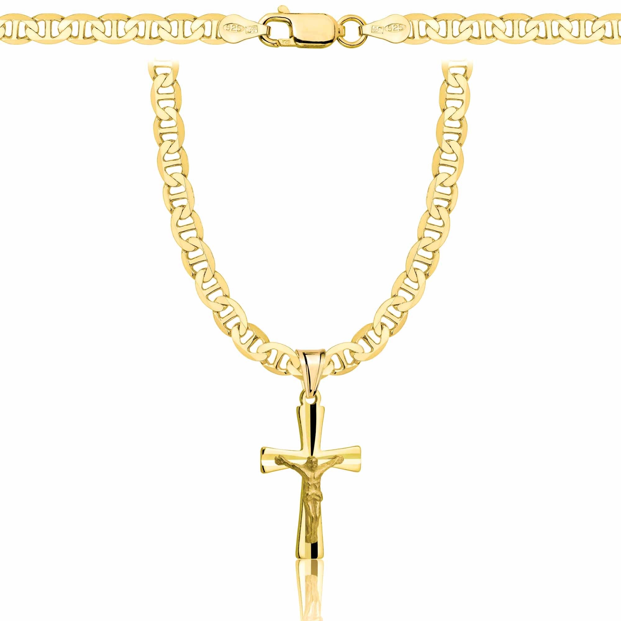 Łańcuszek pozłacany srebrny z krzyżykiem gucci 4,5mm pr. 925