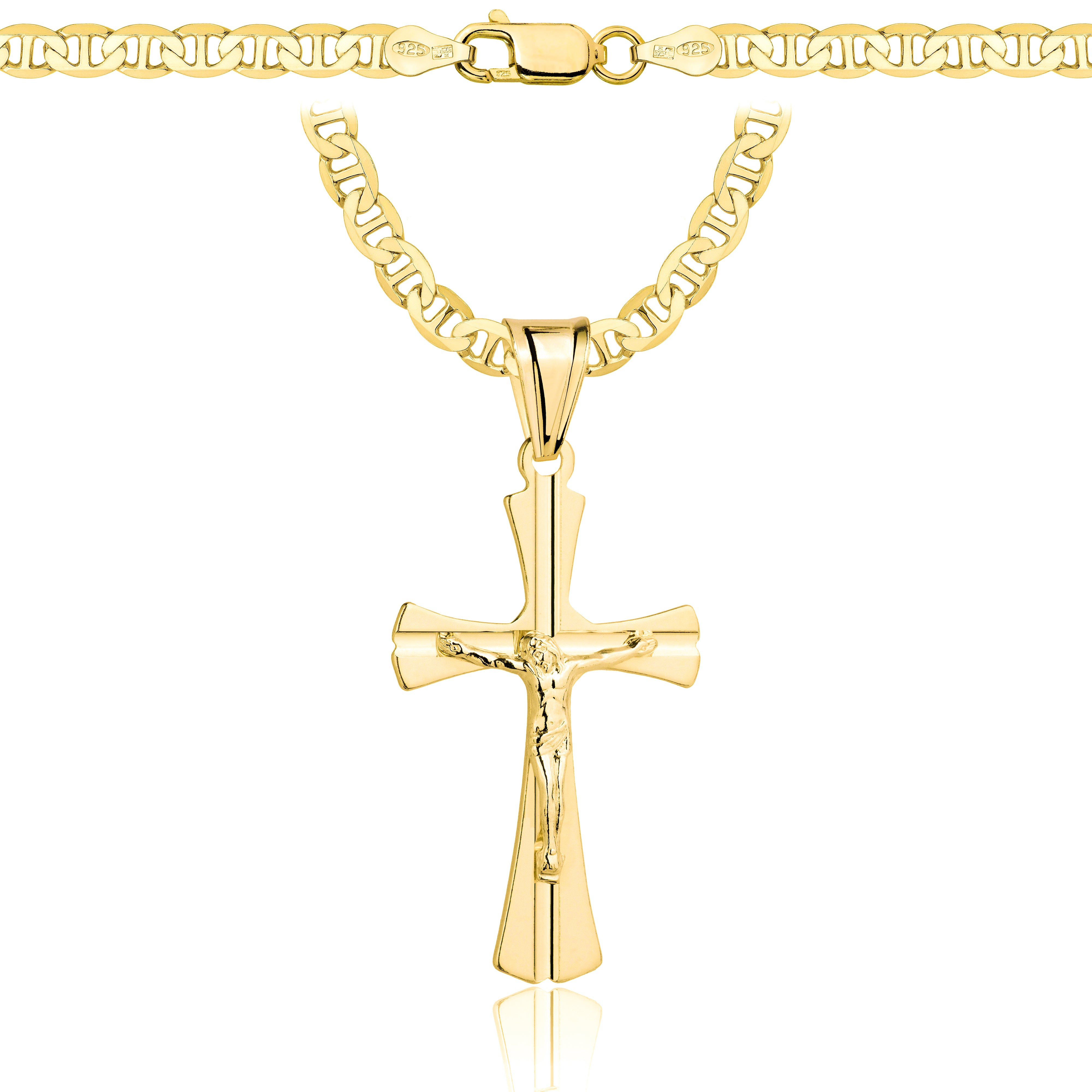 Łańcuszek pozłacany srebrny z krzyżykiem gucci 4,5mm pr. 925