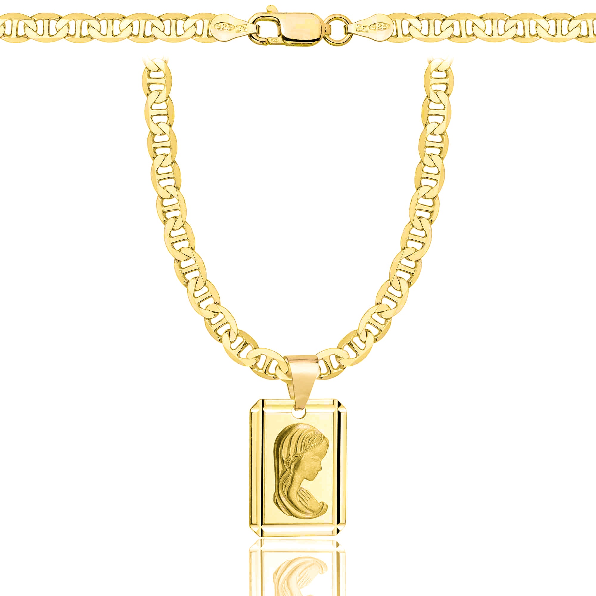 Łańcuszek pozłacany srebrny z medalikiem gucci 4,5mm pr. 925