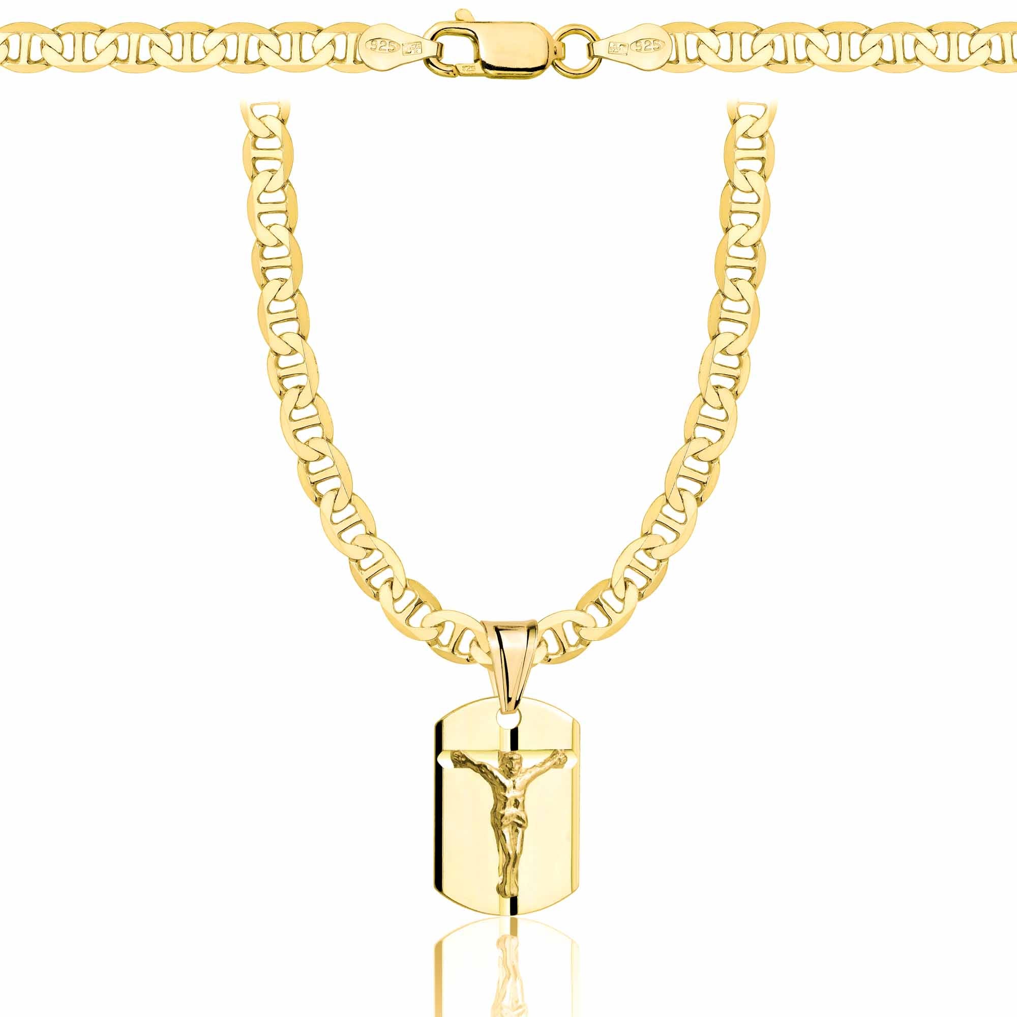 Łańcuszek pozłacany srebrny z medalikiem gucci 4,5mm pr. 925