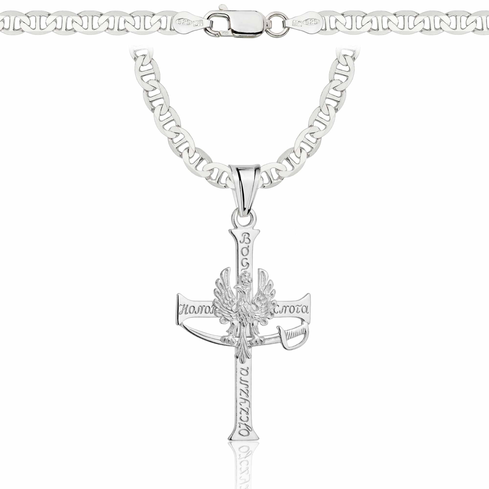 Łańcuszek srebrny z krzyżykiem gucci 4,5mm pr. 925