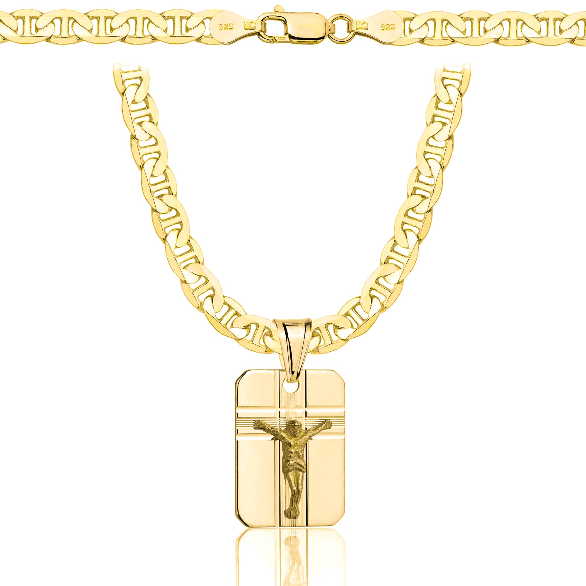 Łańcuszek pozłacany srebrny z medalikiem gucci 5,5mm pr. 925