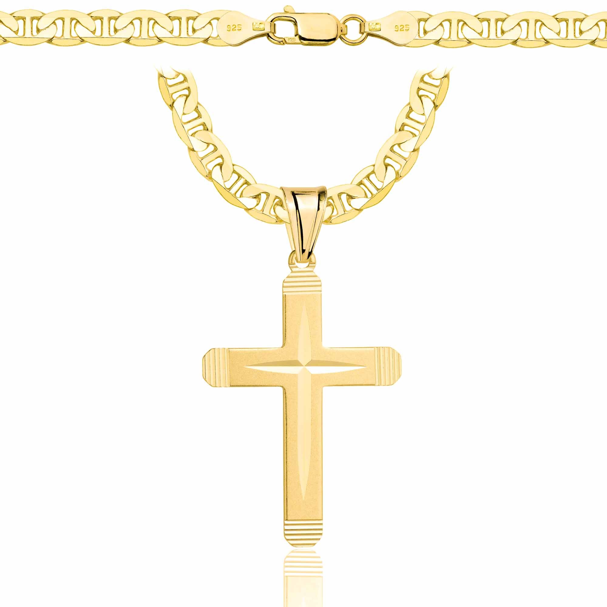 Łańcuszek pozłacany srebrny z krzyżykiem gucci 5,5mm pr. 925