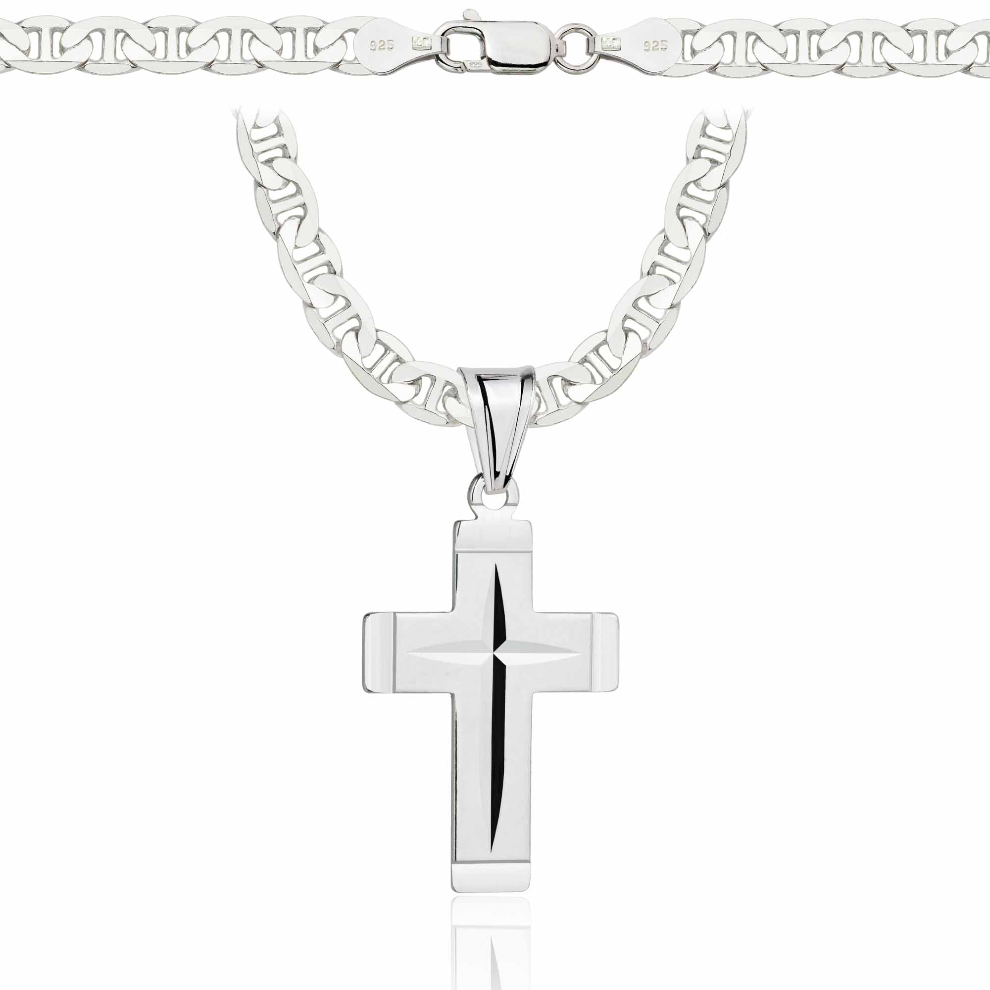 Łańcuszek srebrny z krzyżykiem gucci 5,5mm pr. 925