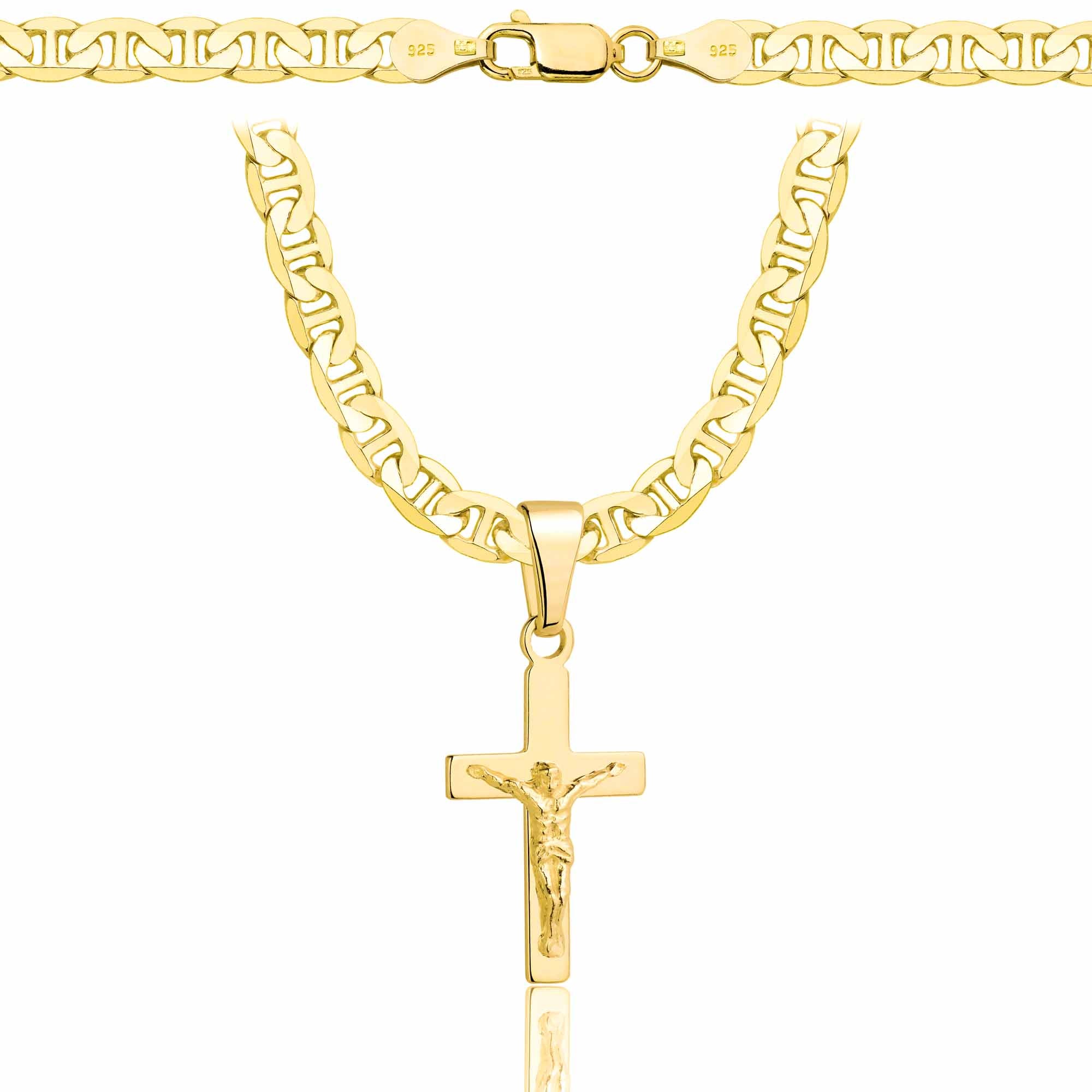 Łańcuszek pozłacany srebrny z krzyżykiem gucci 5,5mm pr. 925