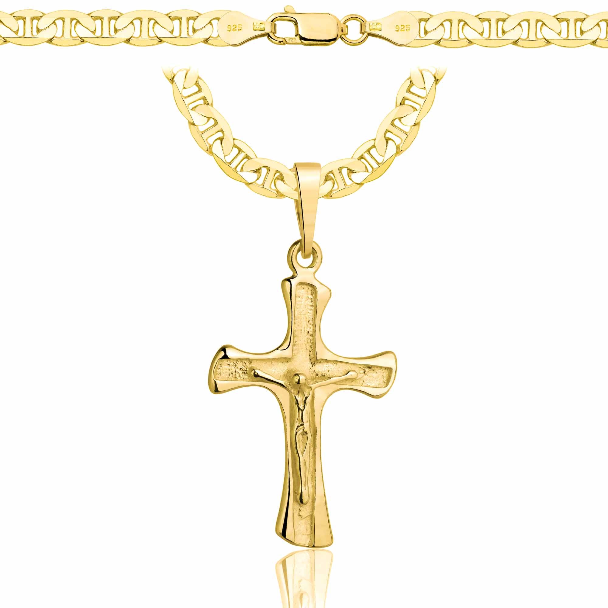 Łańcuszek pozłacany srebrny z krzyżykiem gucci 5,5mm pr. 925