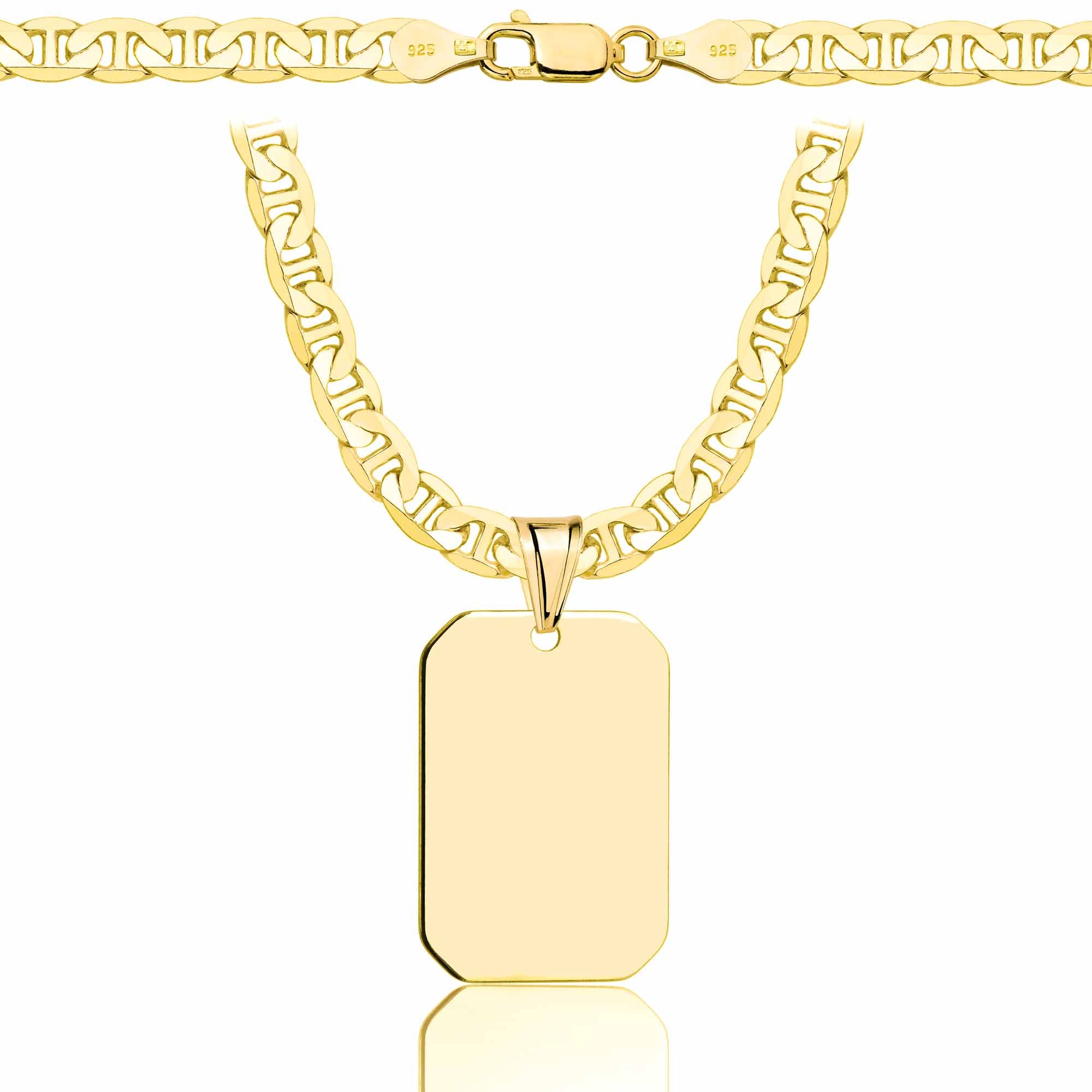 Łańcuszek pozłacany srebrny z nieśmiertelnikiem gucci 5,5mm pr. 925 585