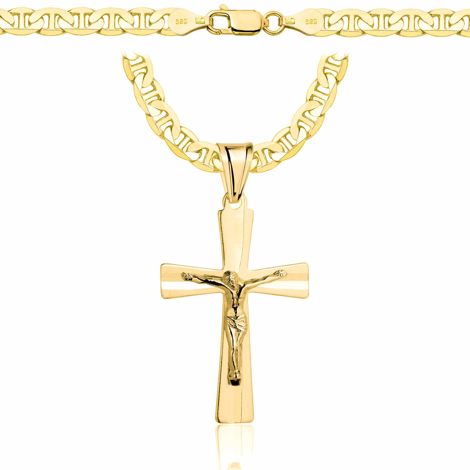 Łańcuszek pozłacany srebrny z krzyżykiem gucci 5,5mm pr. 925