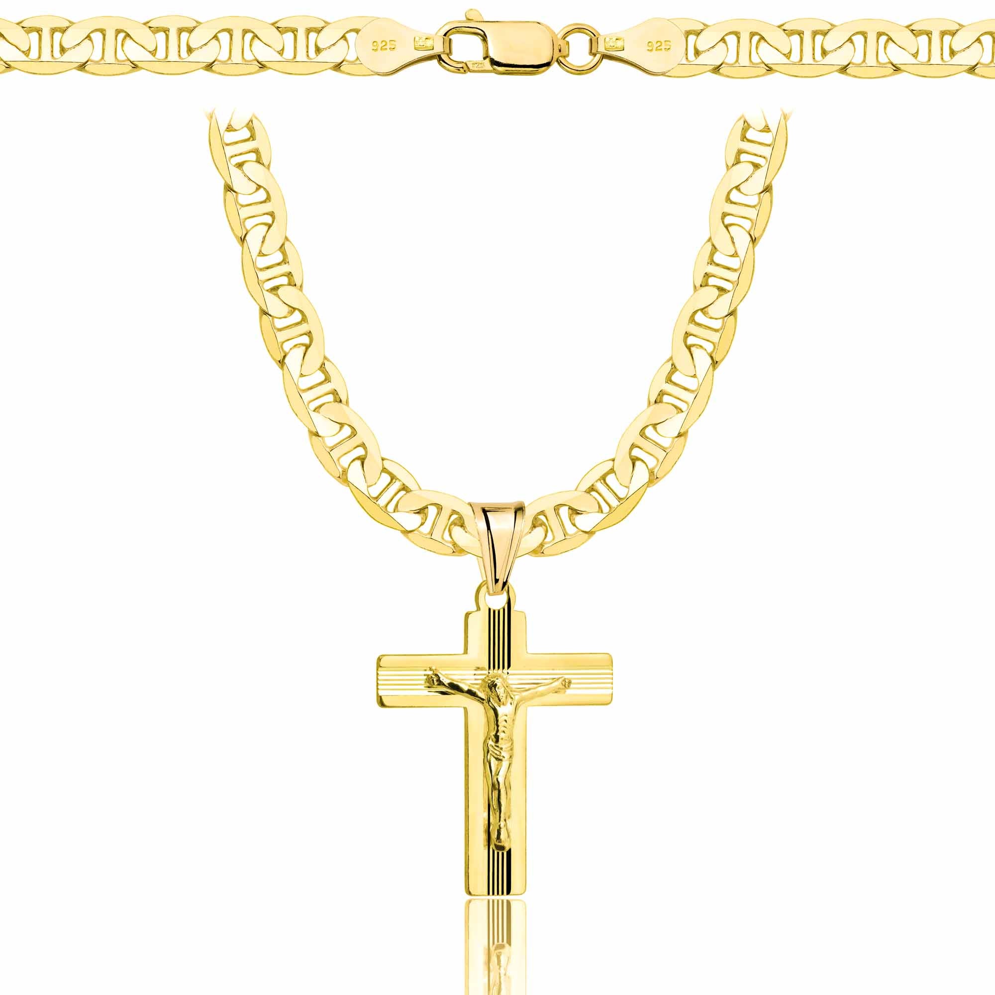 Łańcuszek pozłacany srebrny z krzyżykiem gucci 5,5mm pr. 925